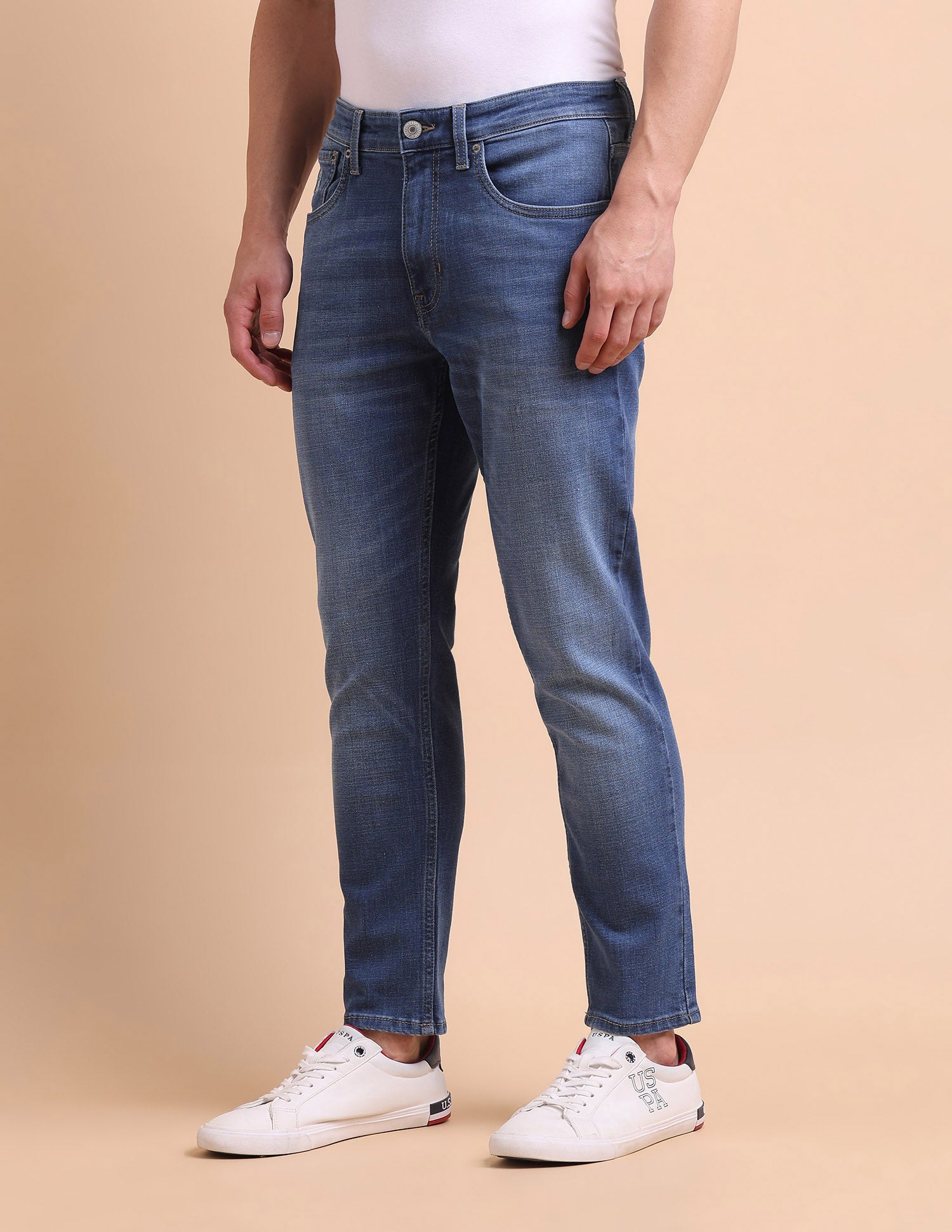 Cole Comfort Cropped Fit Blue Jeans Blue - U.S. POLO ASSN. | Large