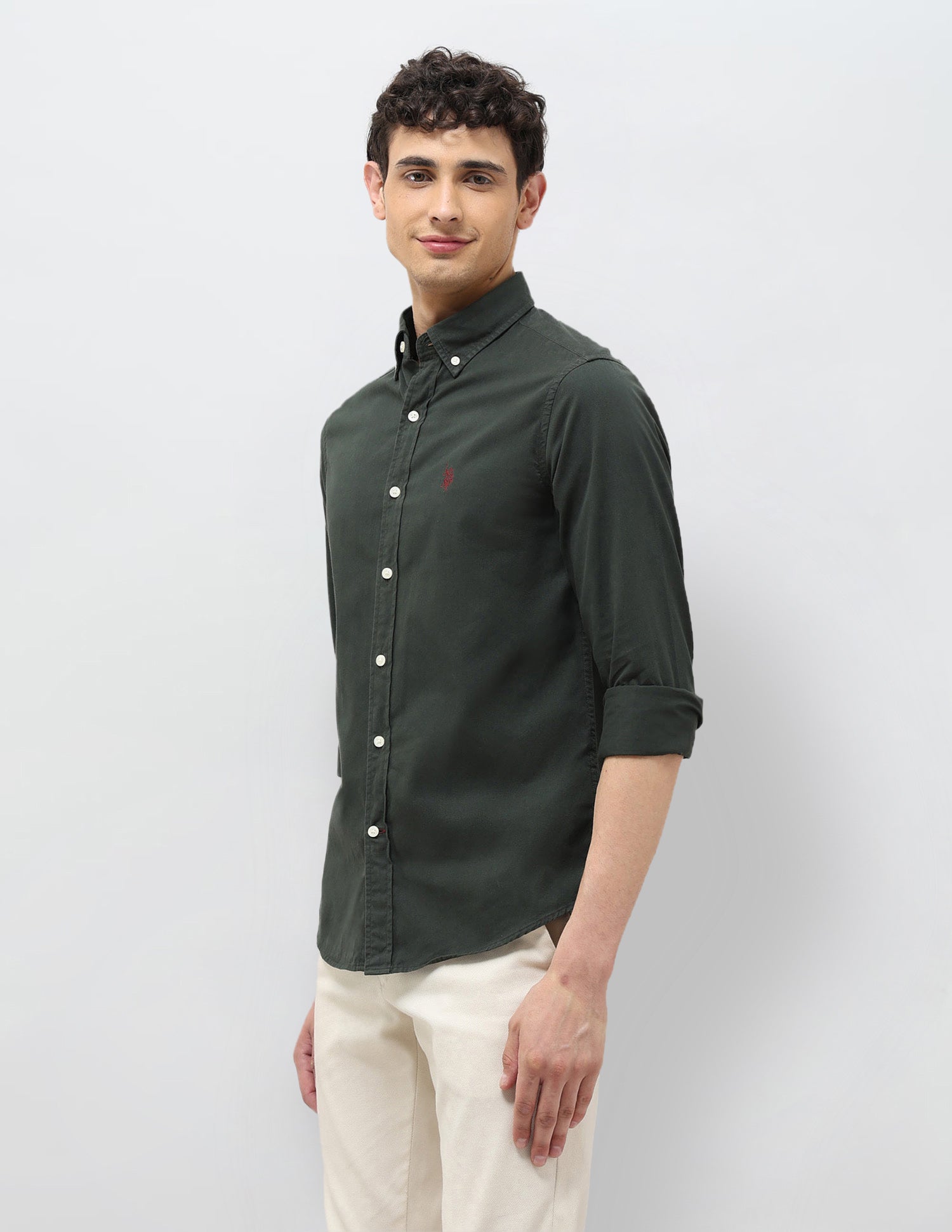 Twill Tailored Fit Shirt Olive - U.S. POLO ASSN. | Large
