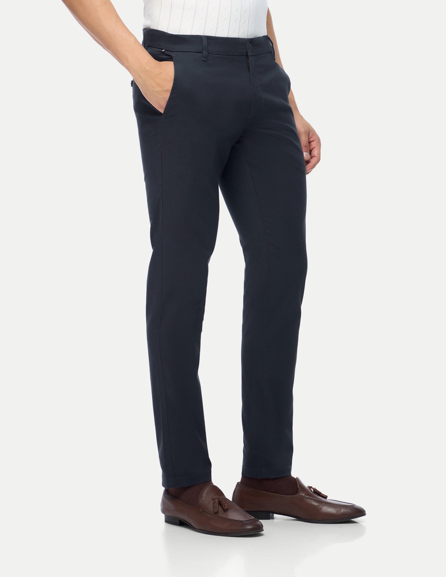 Austin Trim Regular Fit Twill Trousers Navy - U.S. Polo Assn. India | Large
