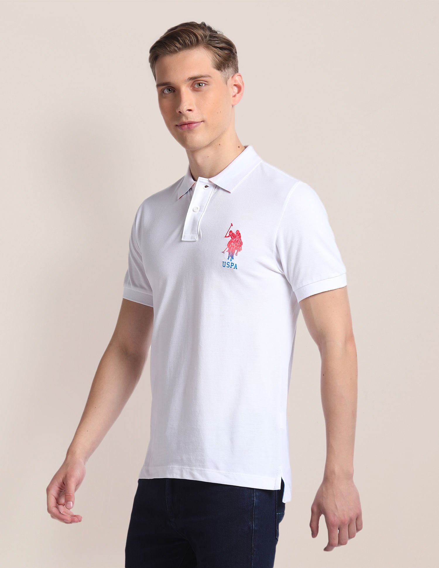 Cotton Slim Fit Polo Shirt White - U.S. Polo Assn. India | Large