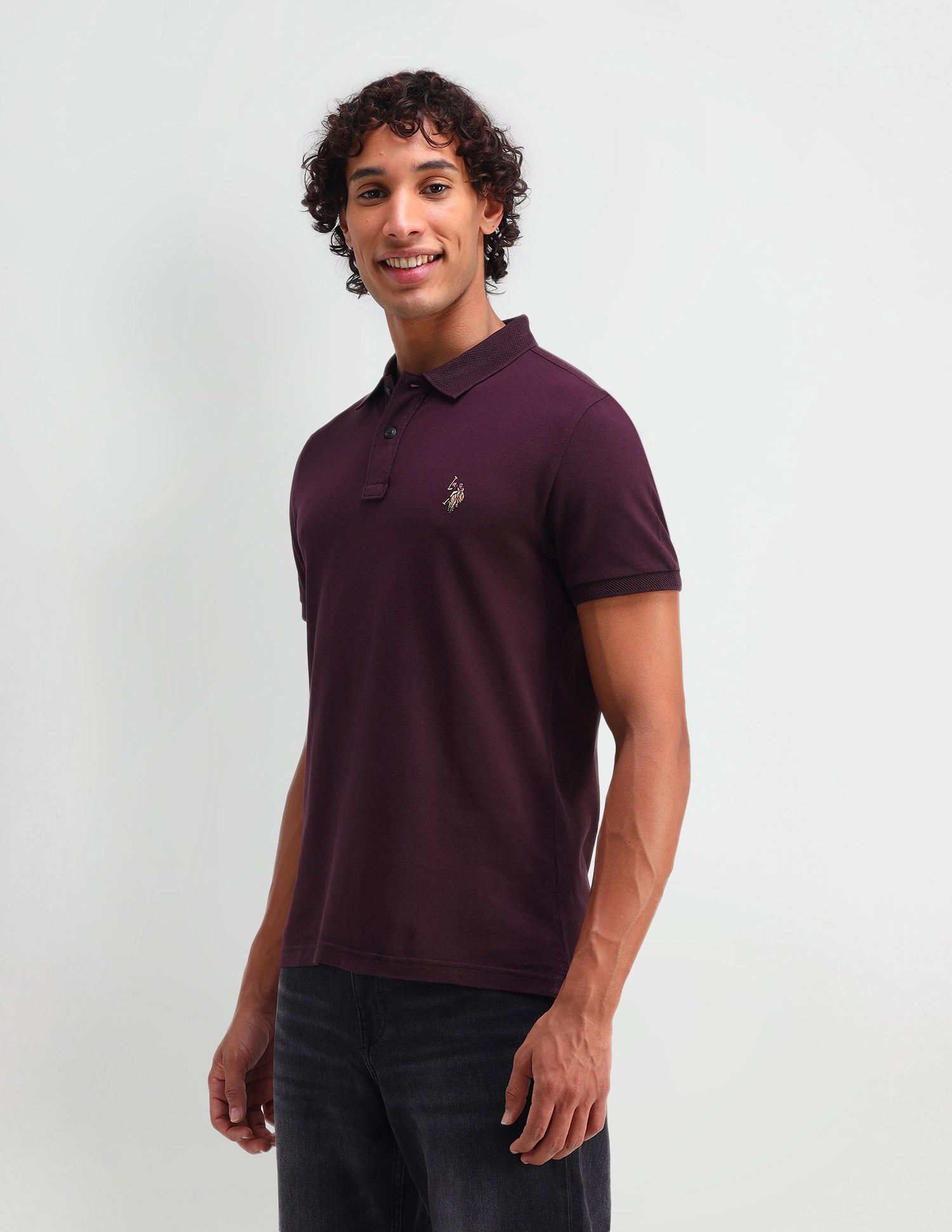 Solid Cotton Muscle Fit Polo Shirt Maroon - U.S. POLO ASSN. | Large