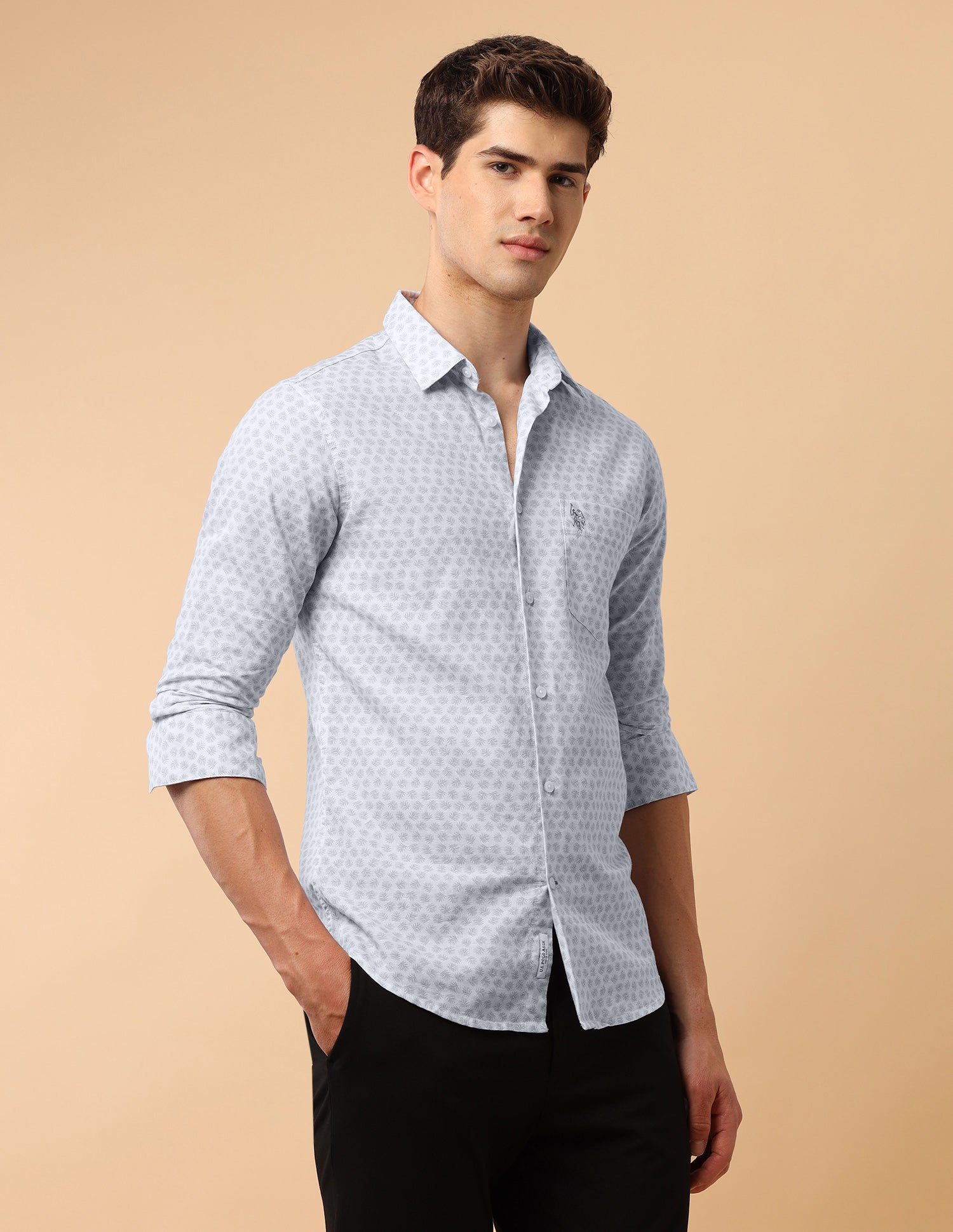 Pacho X Tropical Printed Regular Fit Shirt Grey - U.S. Polo Assn. India | Large