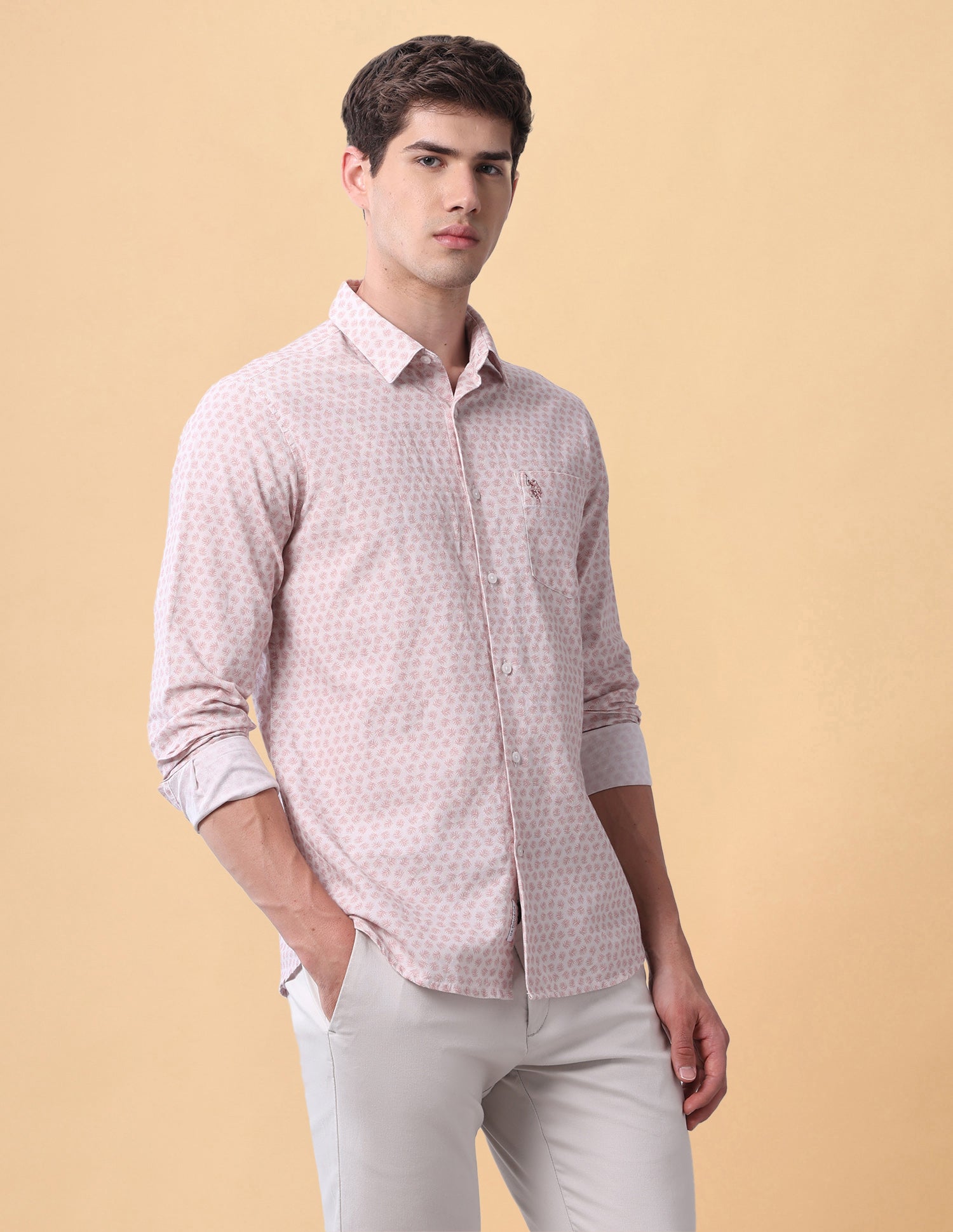 Pacho X Tropical Printed Regular Fit Shirt Pink - U.S. Polo Assn. India | Large