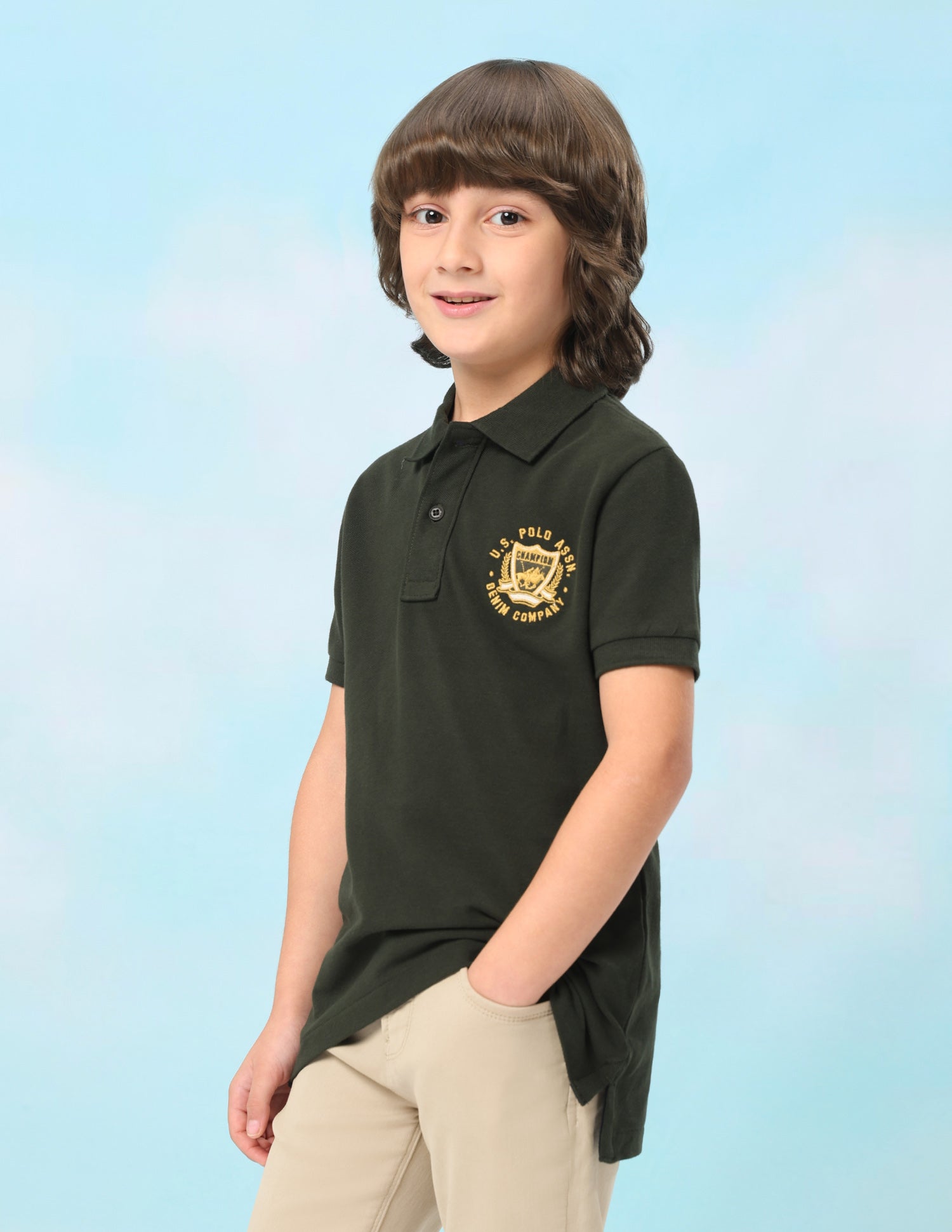 Solid Regular Fit Polo Shirt Olive - U.S. Polo Assn. India | Large