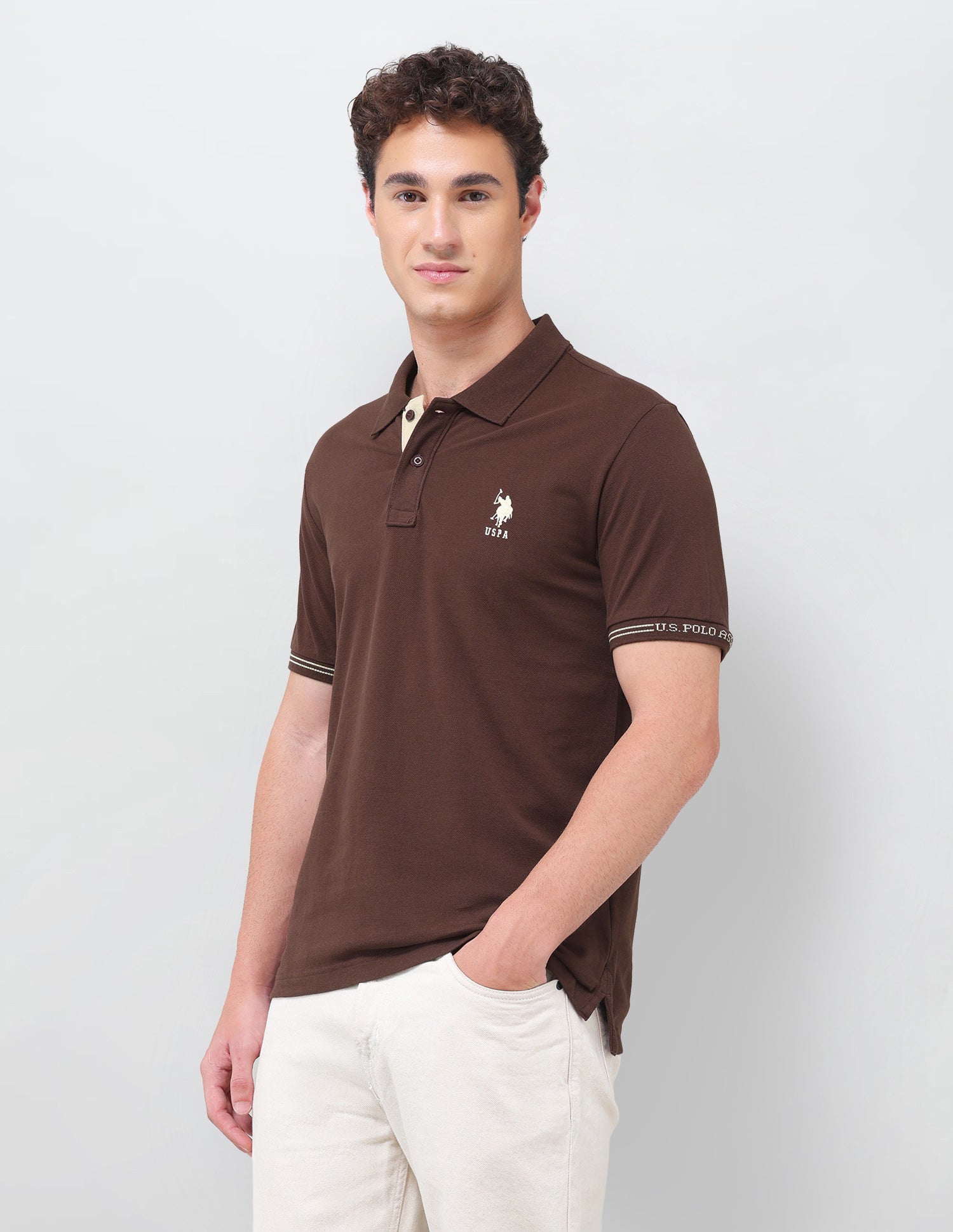 Solid Regular Fit Polo Shirt Dark Brown - U.S. Polo Assn. India | Large