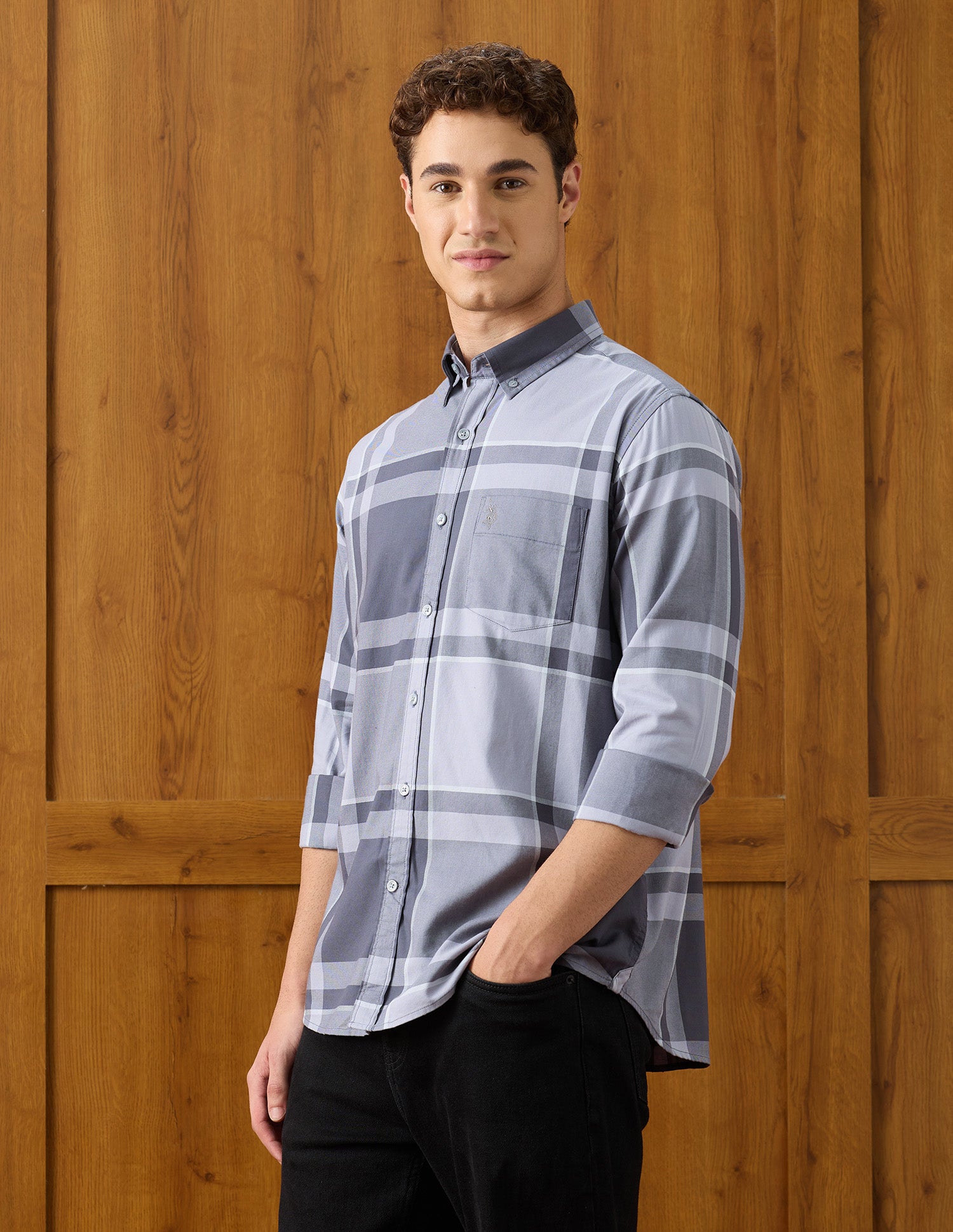 Plaid Checked Regular Fit Shirt Dark Grey - U.S. Polo Assn. India | Large