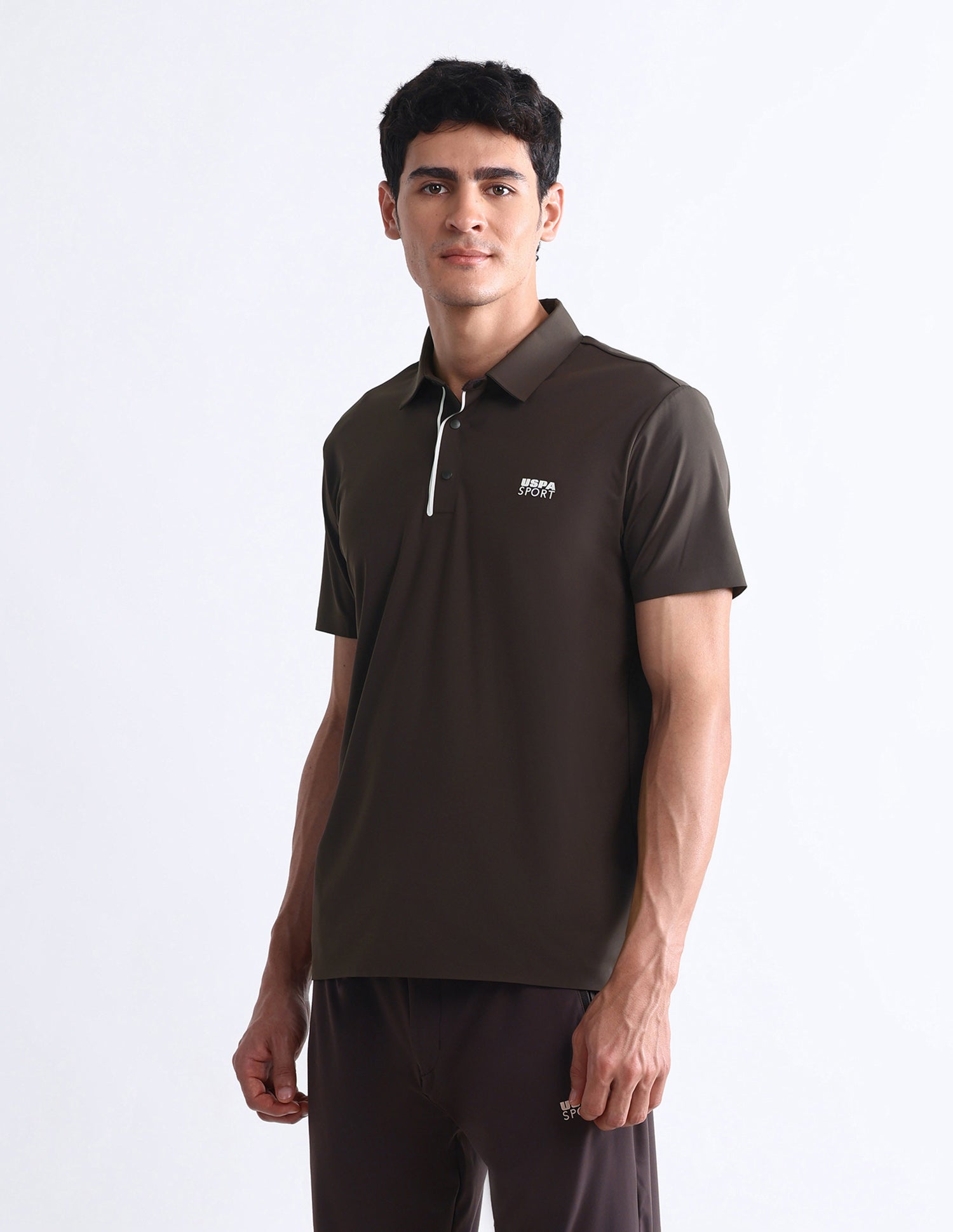 Solid Slim Fit Polo Shirt Dark Brown - U.S. Polo Assn. India | Large