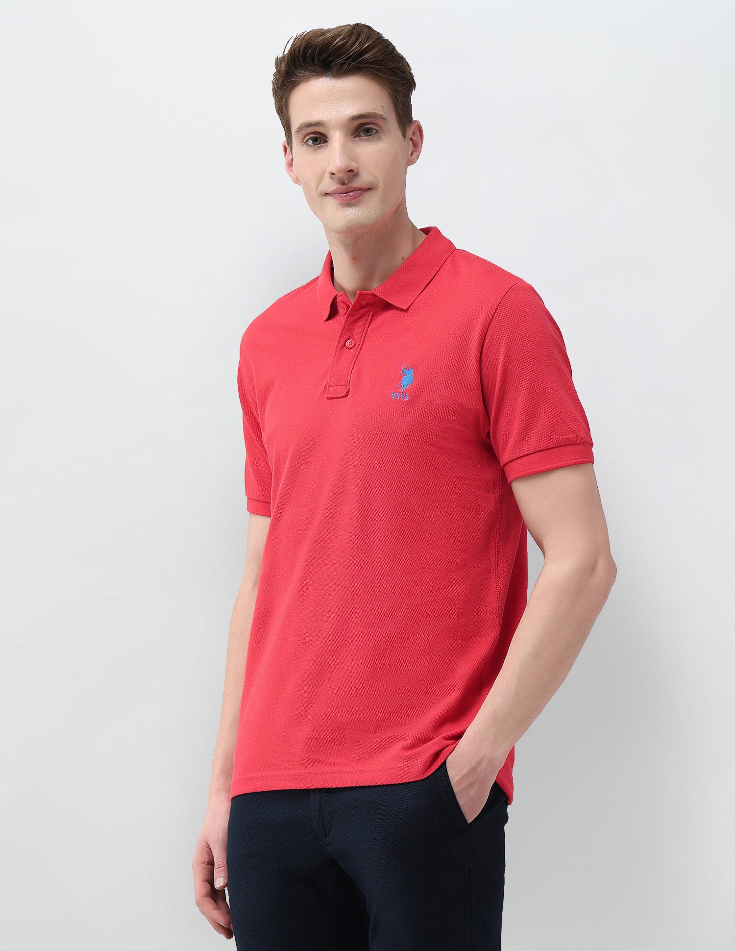Solid Slim Fit Polo Shirt Dark Orange - U.S. Polo Assn. India | Large