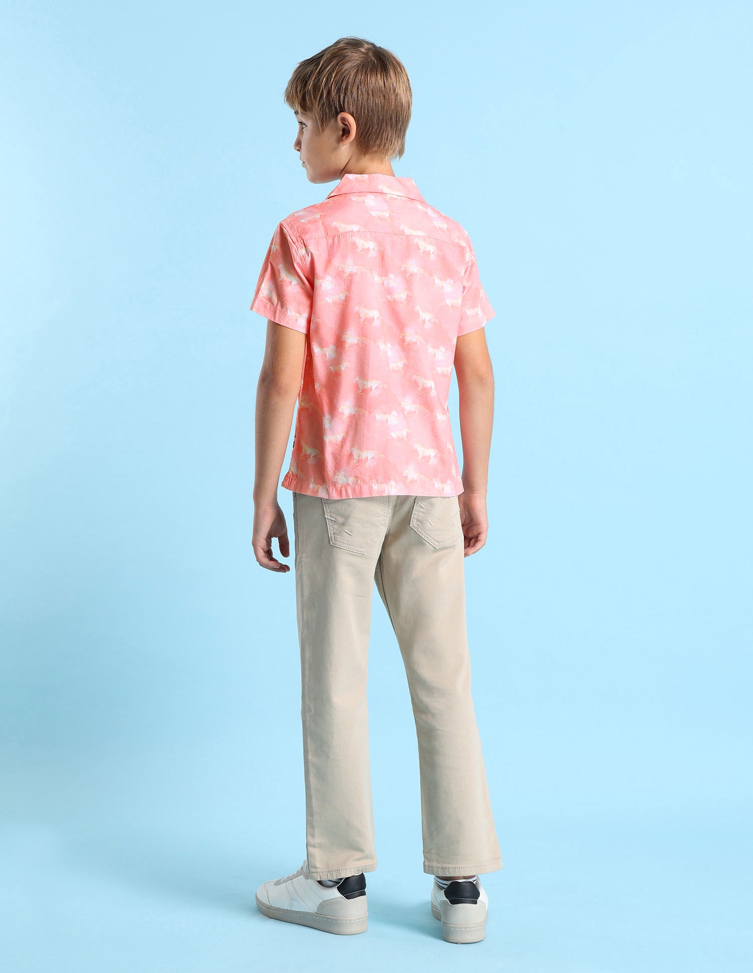 Boys Abstract Printed Relaxed Fit Shirt Light Pink - U.S. POLO ASSN. | Large