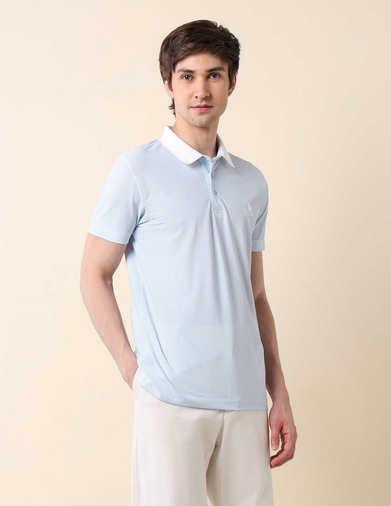 All-Over Printed Classic Polo Shirt White - U.S. Polo Assn. India | Large