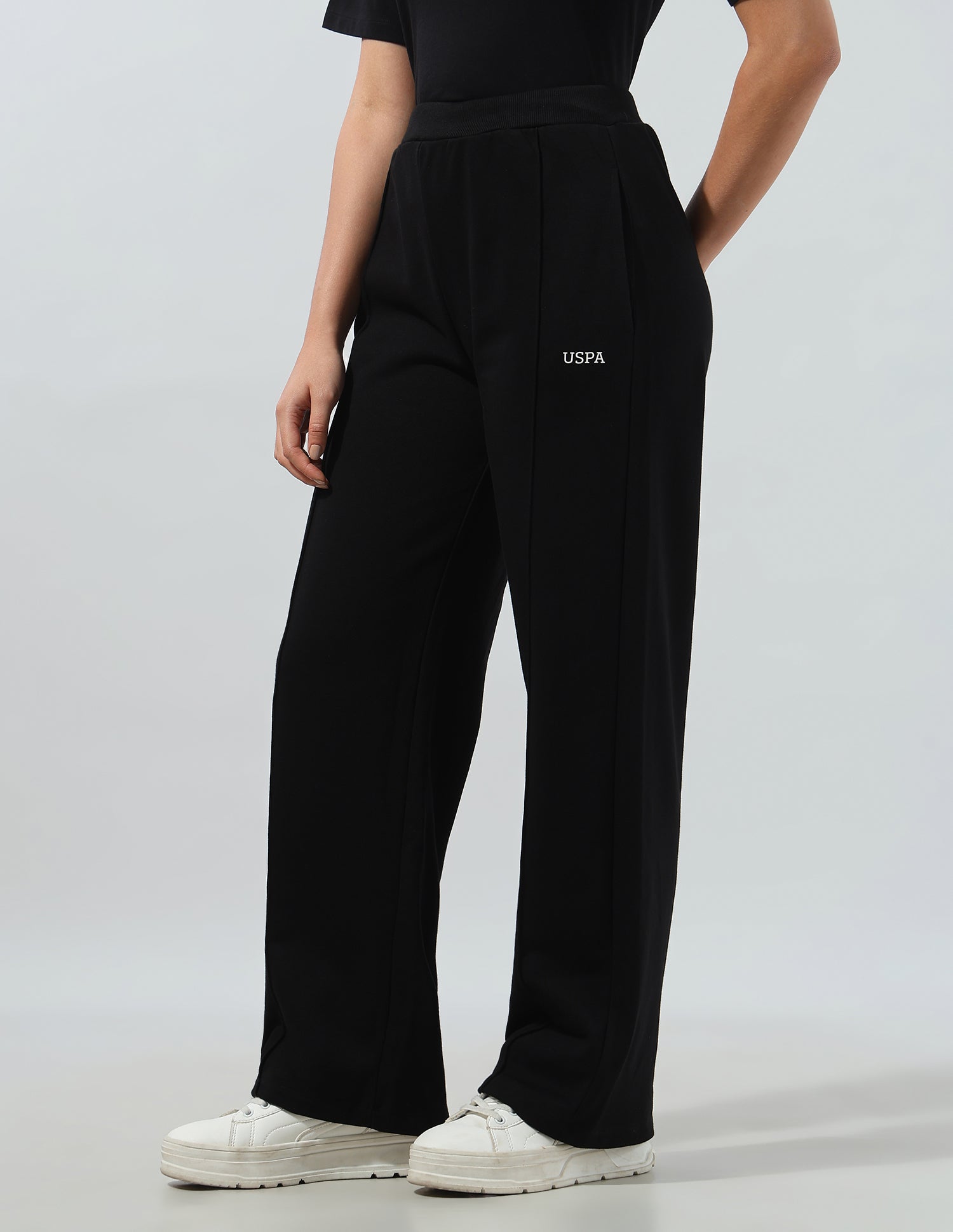 High Rise Straight Fit Sweatpants Black - U.S. Polo Assn. India | Large