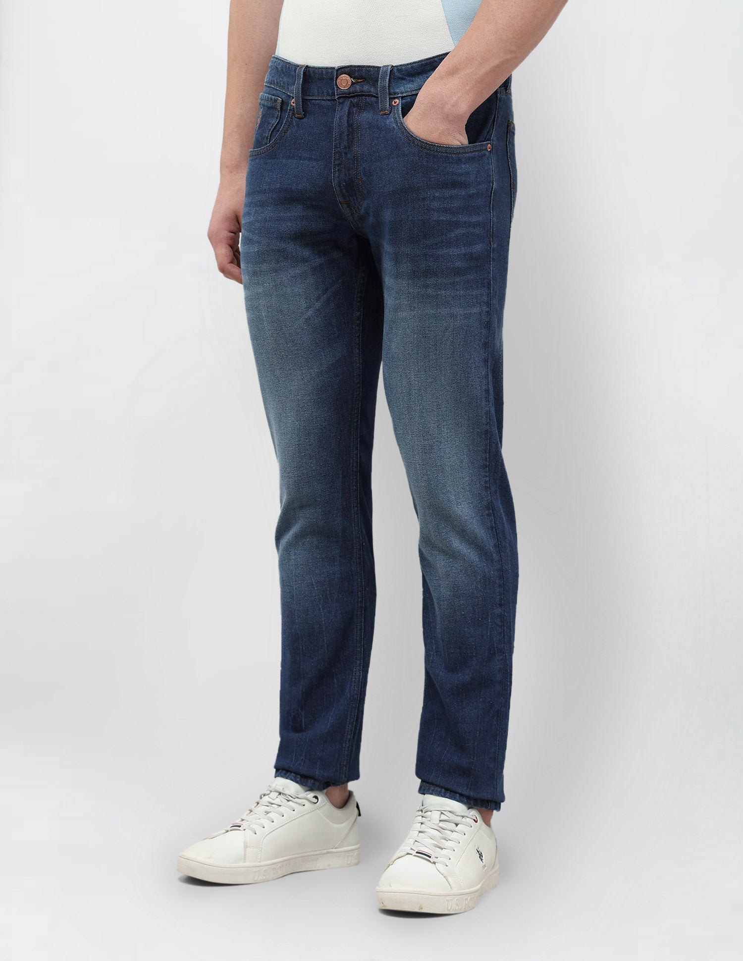 Brandon Slim Tapered Fit Whiskered Jeans Indigo - U.S. POLO ASSN. | Large