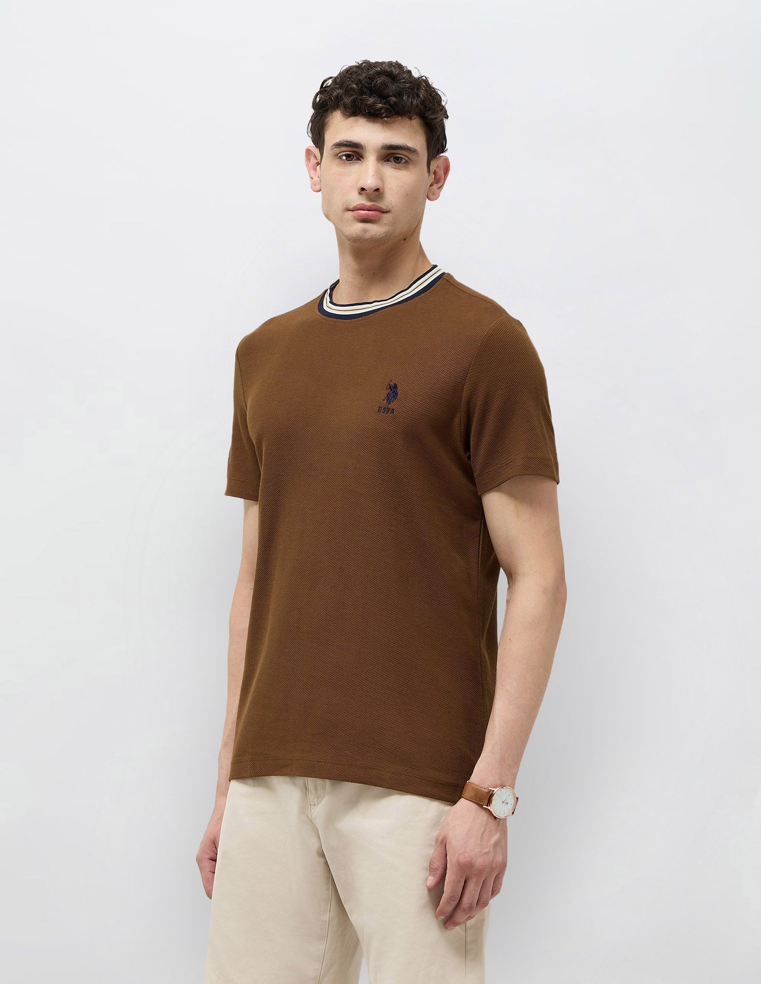 Solid Regular Fit T-Shirt Brown - U.S. POLO ASSN. | Large