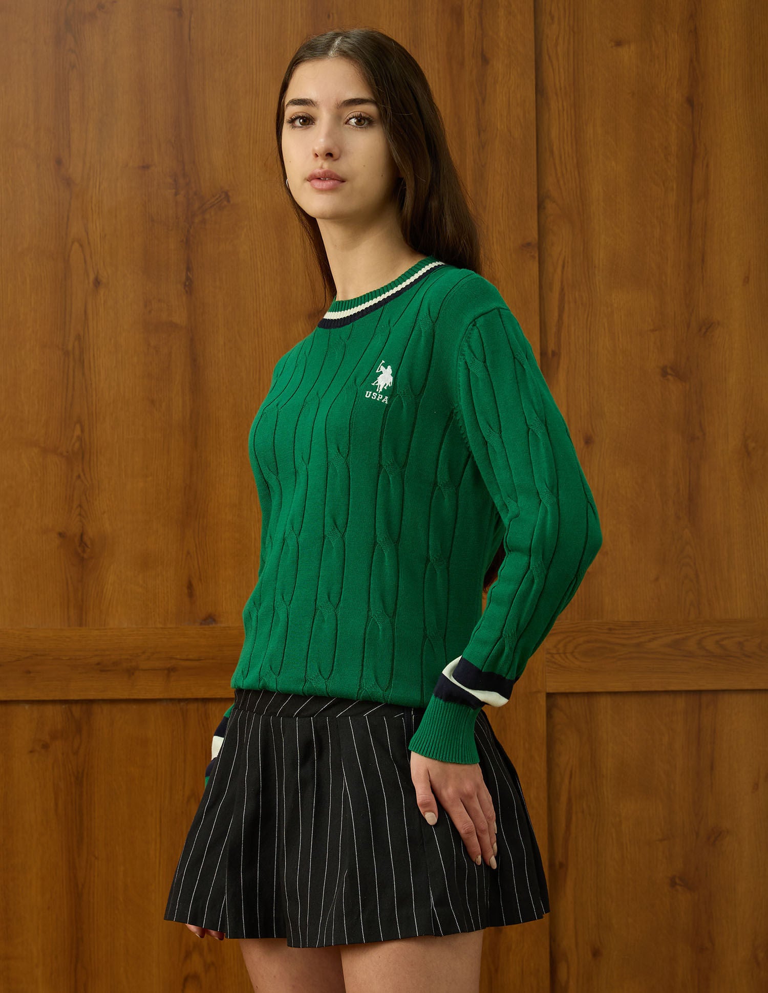 Textured Relaxed Fit Sweater Green - U.S. POLO ASSN. | Large