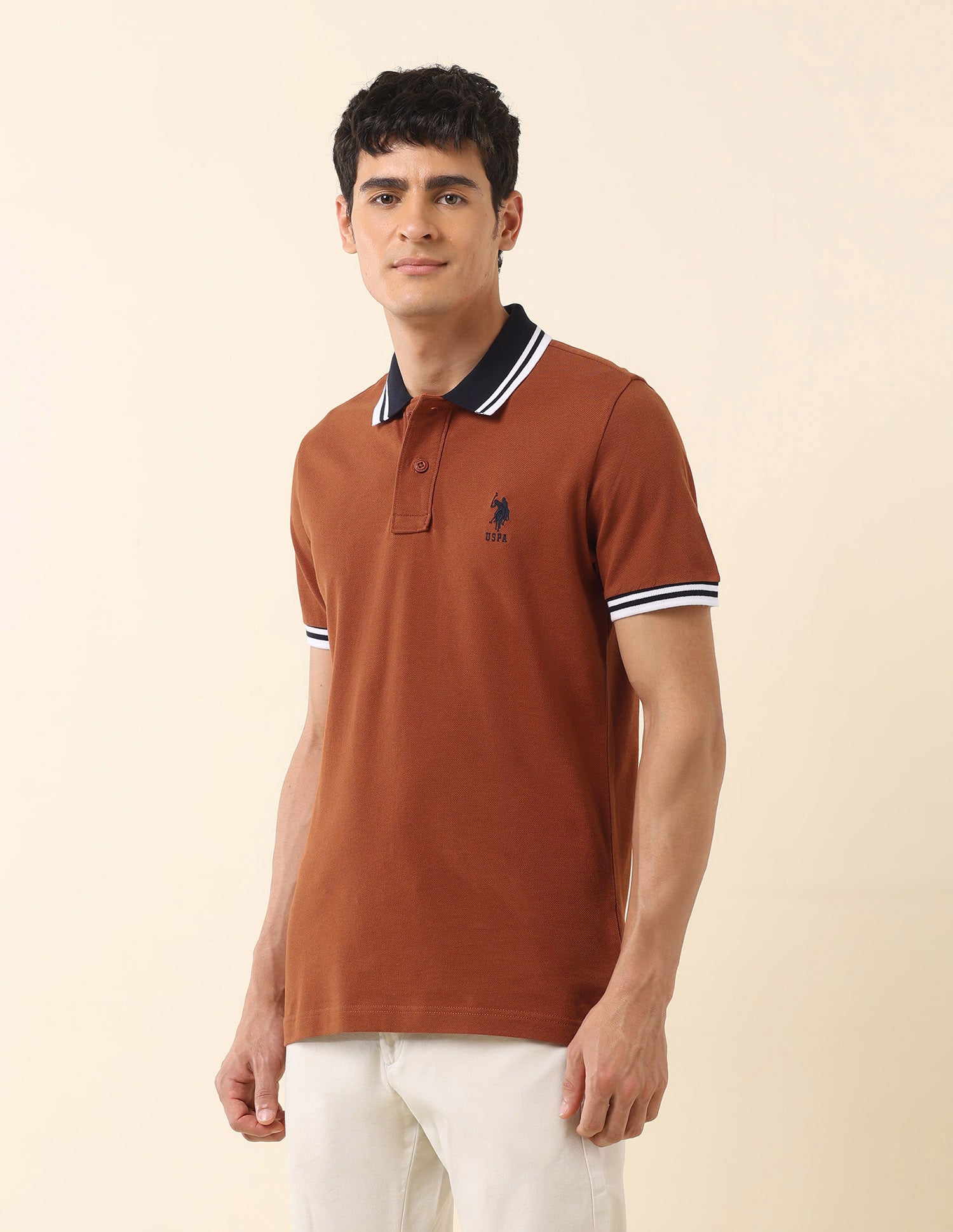 Pure Cotton Slim Fit Classic Polo Shirt Rust - U.S. Polo Assn. India | Large