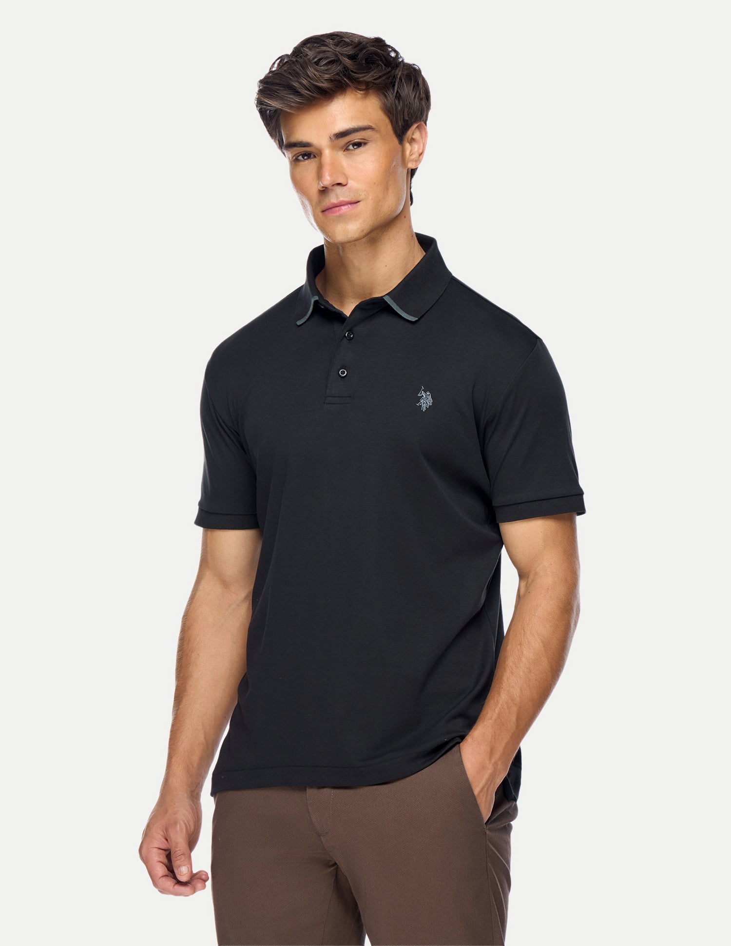 Solid Slim Fit Polo Shirt Black - U.S. Polo Assn. India | Large