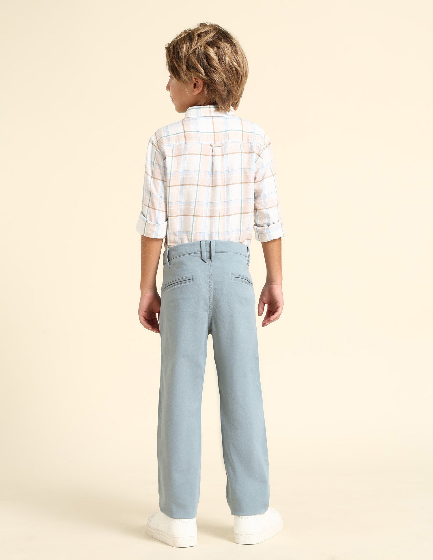 Boys Slim Fit Solid Trousers Aqua - U.S. POLO ASSN. | Large