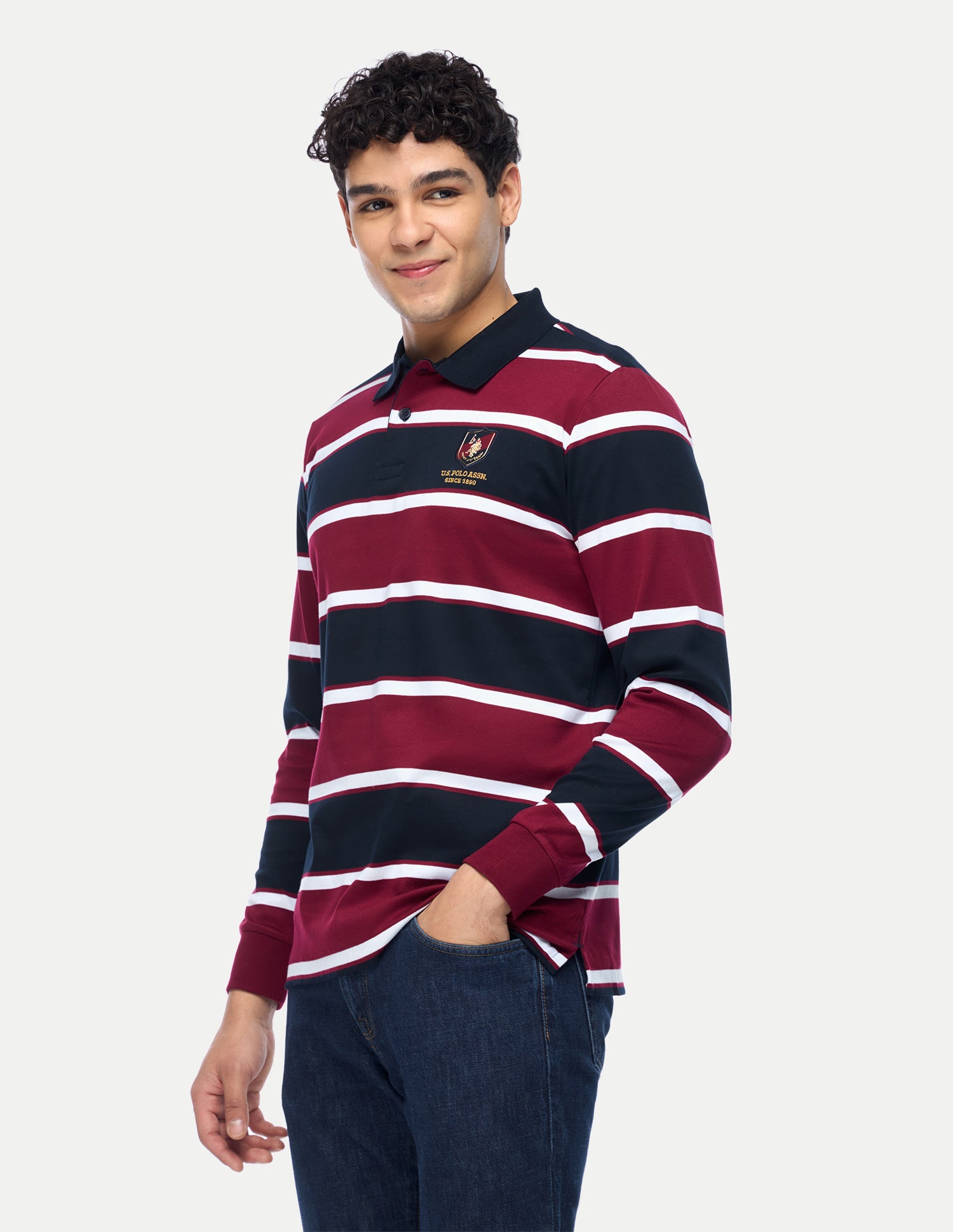 Horizontal Striped Slim Fit Polo Shirt Red - U.S. Polo Assn. India | Large