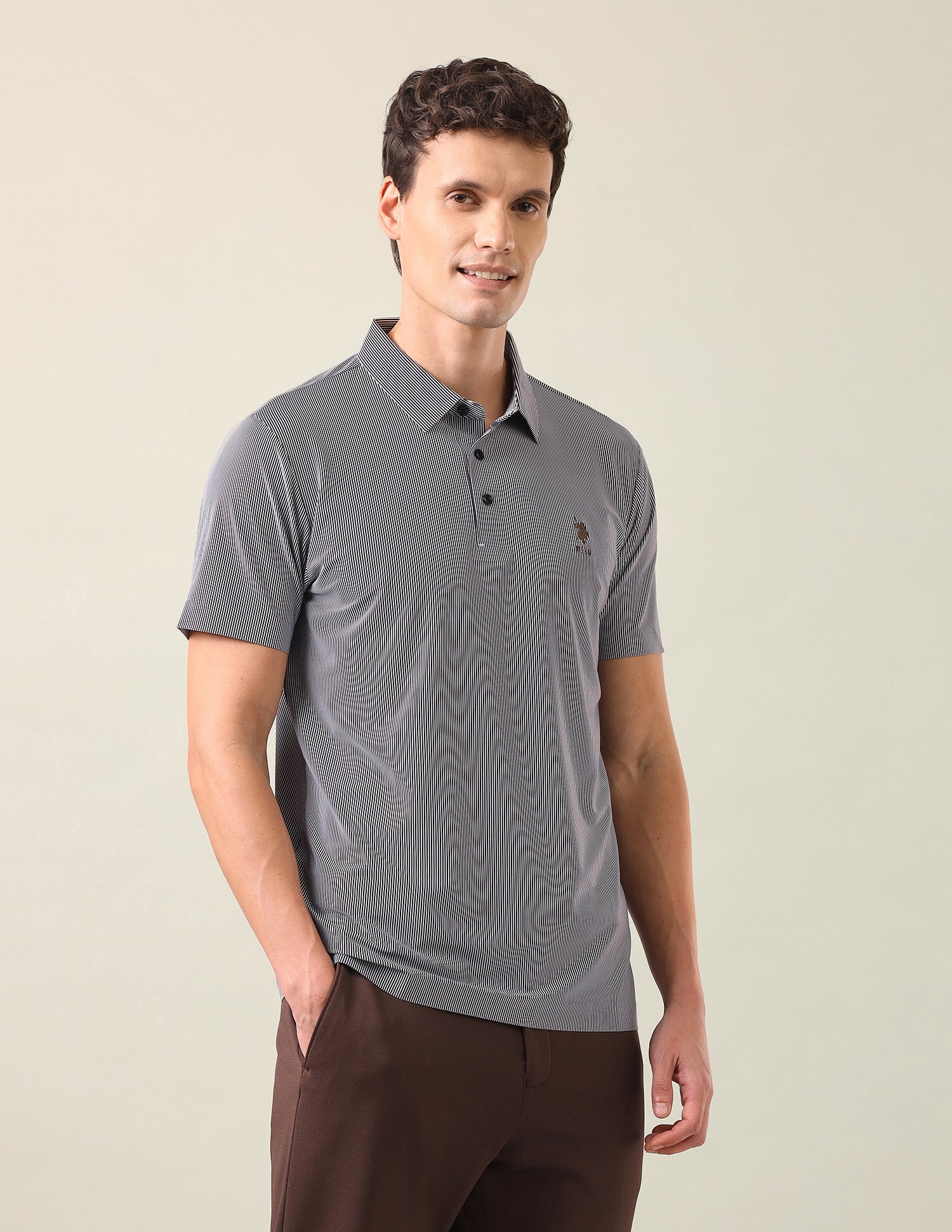 Vertical Striped Slim Fit Polo Shirt Black - U.S. Polo Assn. India | Large