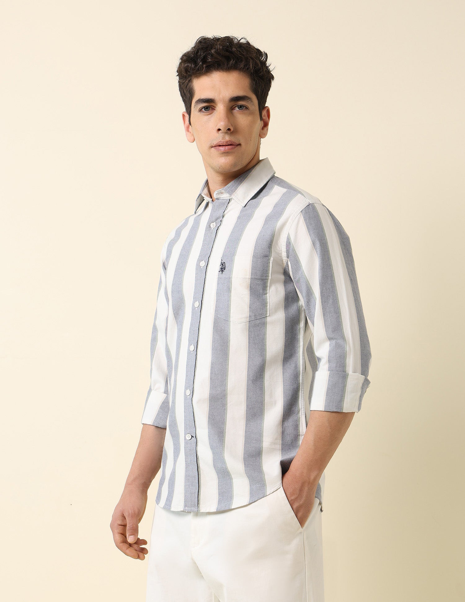 Pure Cotton Vertical Striped Shirt Navy - U.S. POLO ASSN. | Large