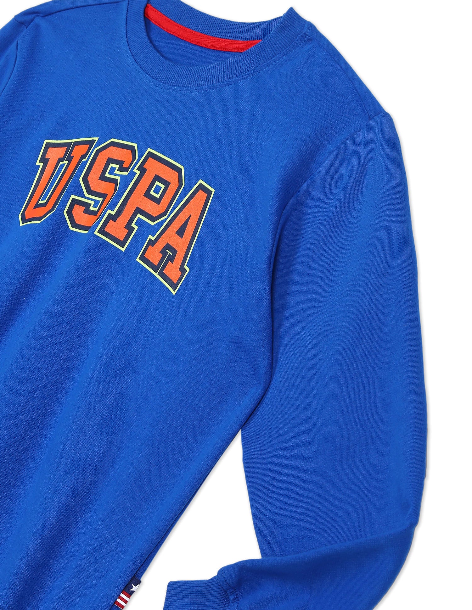 Crew Neck Brand Print Sweatshirt Blue - U.S. POLO ASSN. | Large