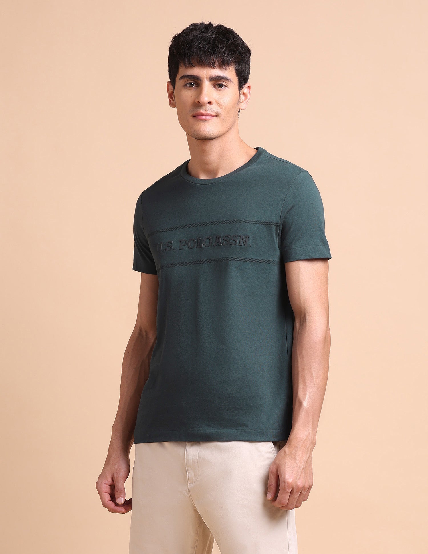 Brand Embossed Slim Fit T-Shirt Olive - U.S. POLO ASSN. | Large