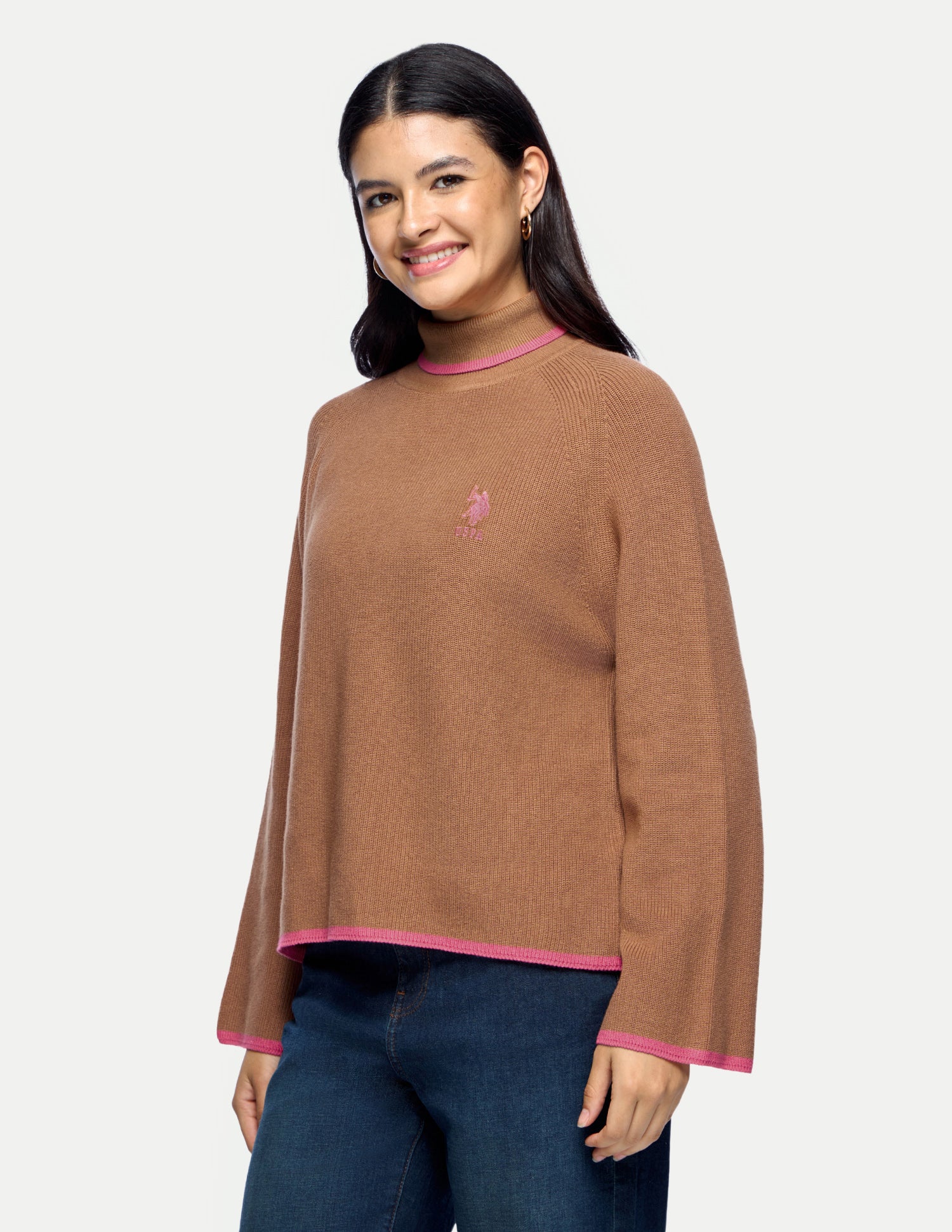 Solid Relaxed Fit Sweater Brown - U.S. Polo Assn. India | Large
