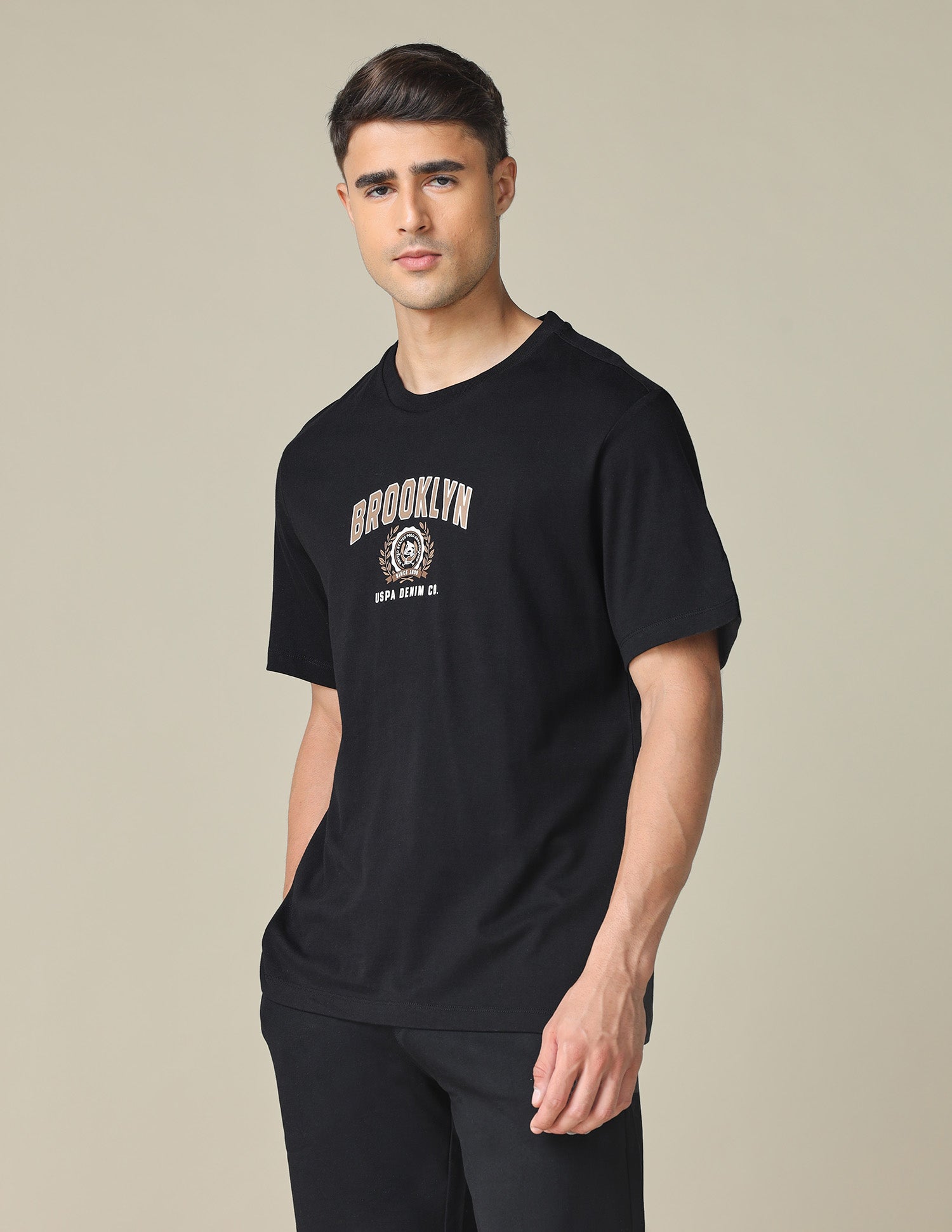 Oversized Fit Typographic Printed T- Shirt Black - U.S. POLO ASSN. | Large
