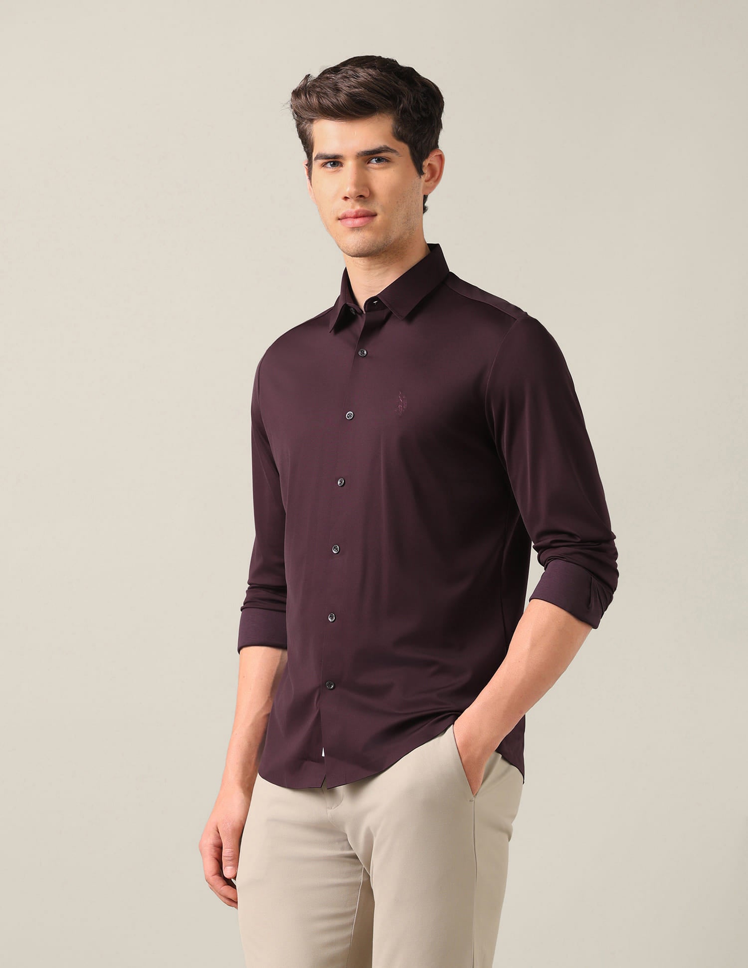 Tailored Fit Knitted Shirt Red - U.S. Polo Assn. India | Large