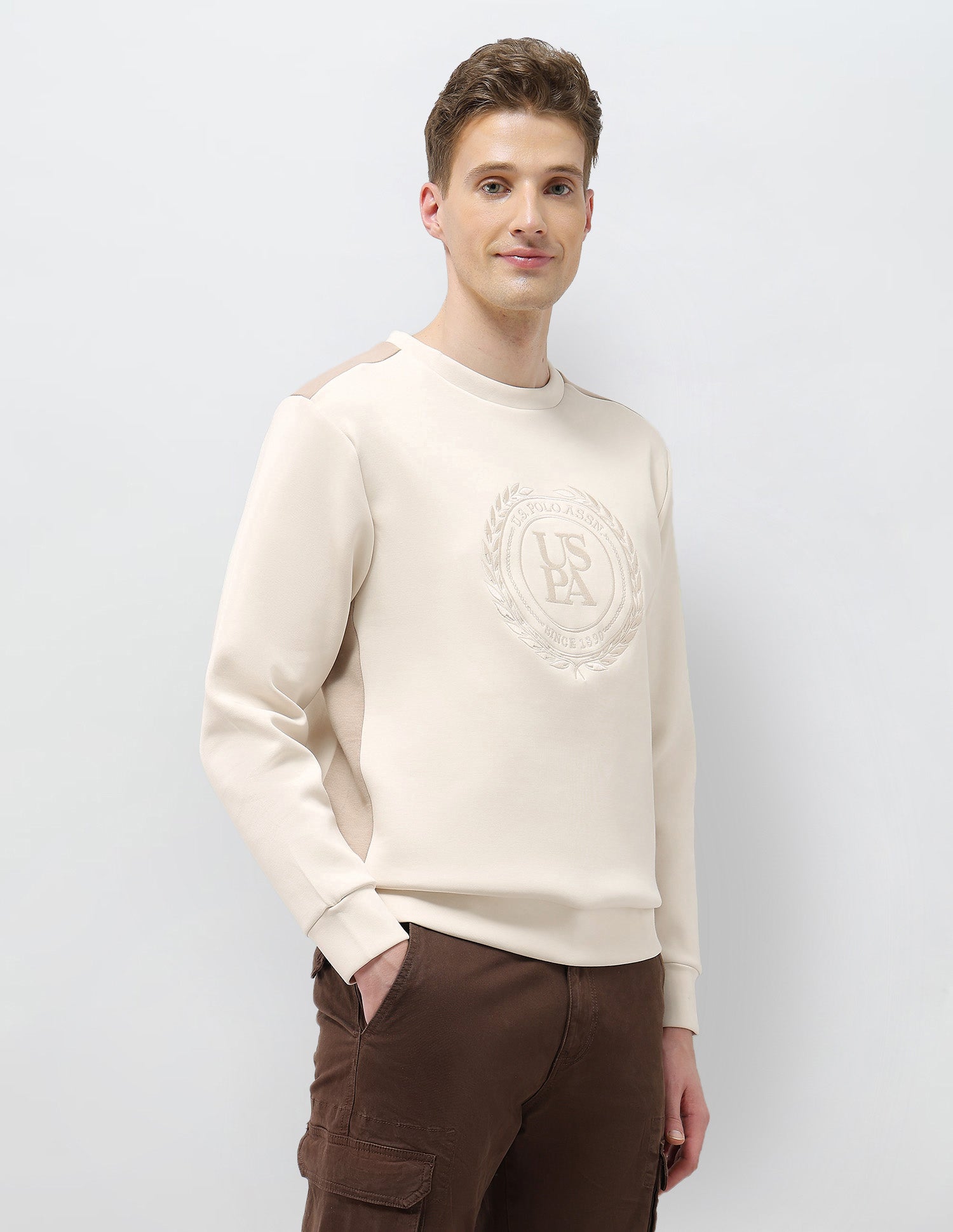 Brand Embroidered Regular Fit Sweatshirt Off White - U.S. POLO ASSN. | Large