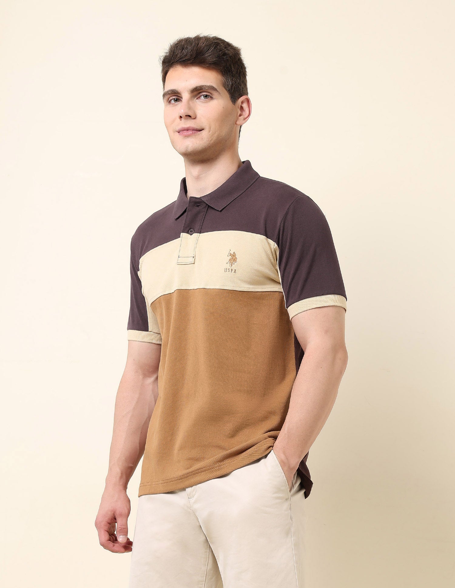Colourblocked Classic Polo Shirt Dark Brown - U.S. POLO ASSN. | Large