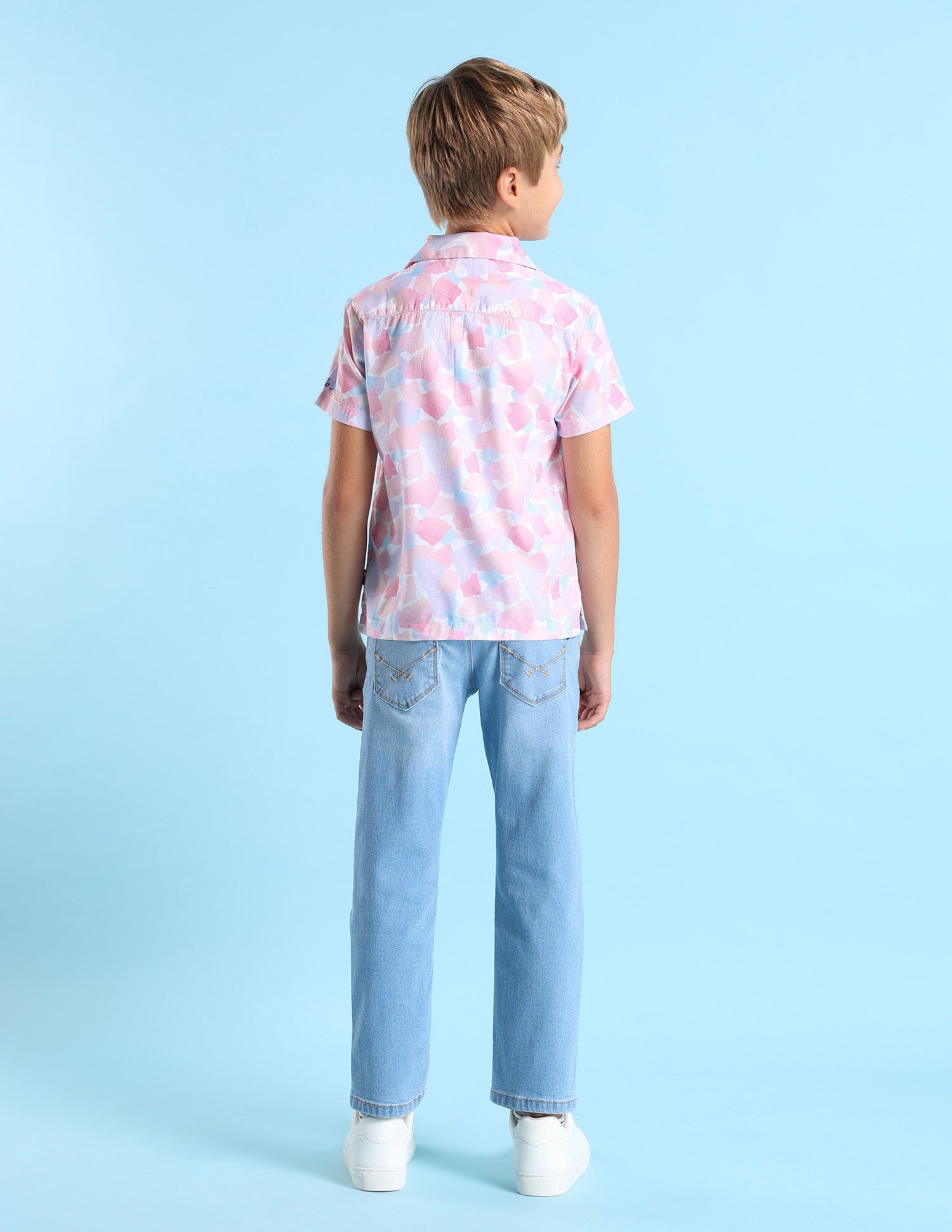 Boys All Over Printed Relaxed Fit Shirt White - U.S. POLO ASSN. | Large