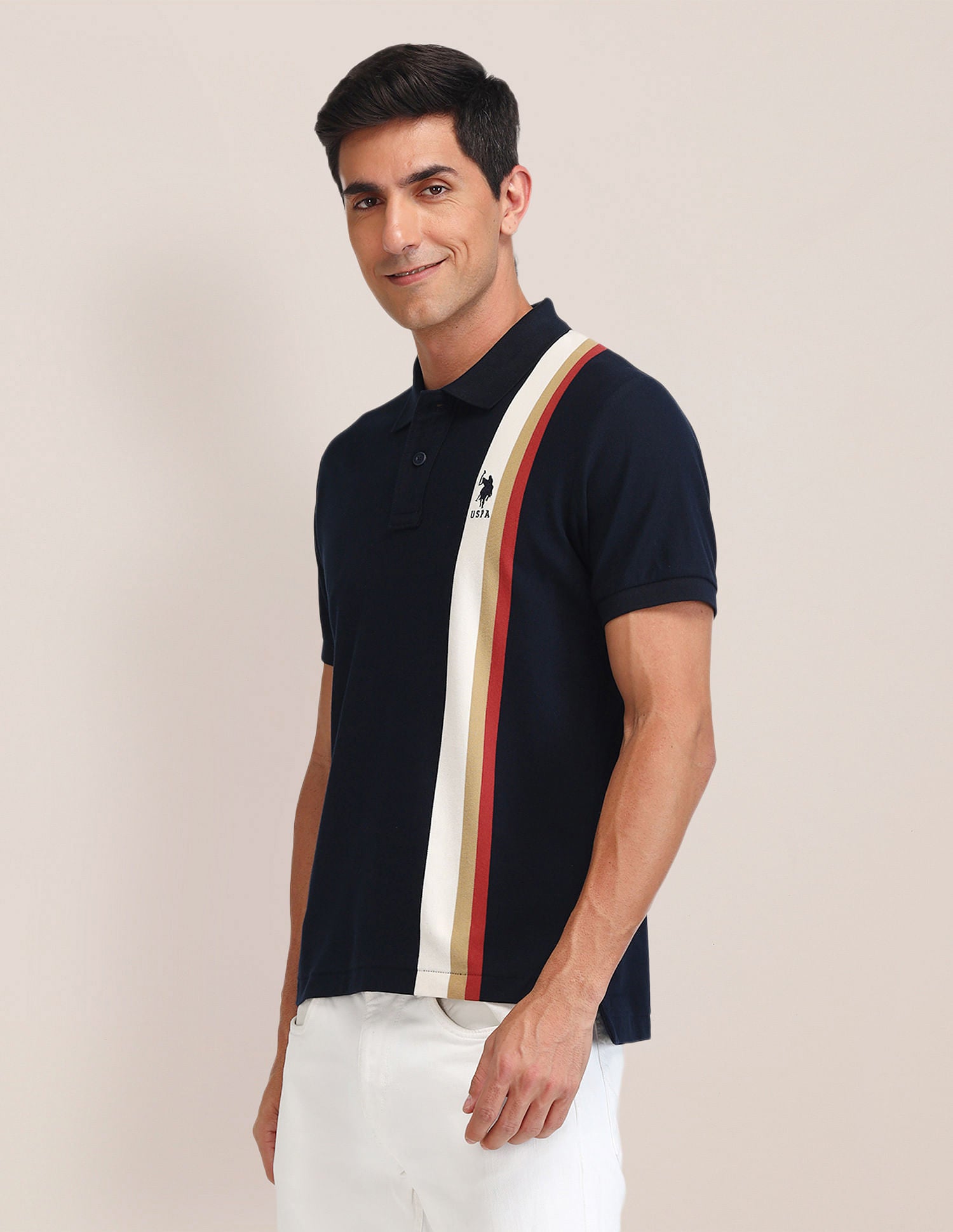 Slim Fit Vertical Striped Polo Shirt Navy - U.S. POLO ASSN. | Large