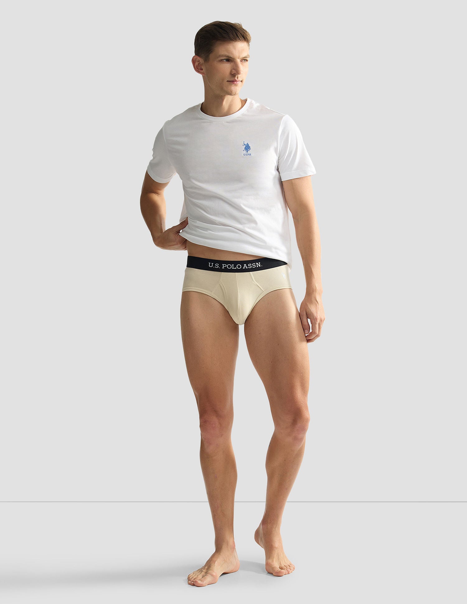 Elasticized Waist OEB11 Briefs - Pack Of 2 Frozen Dew and Black - U.S. POLO ASSN. | Large