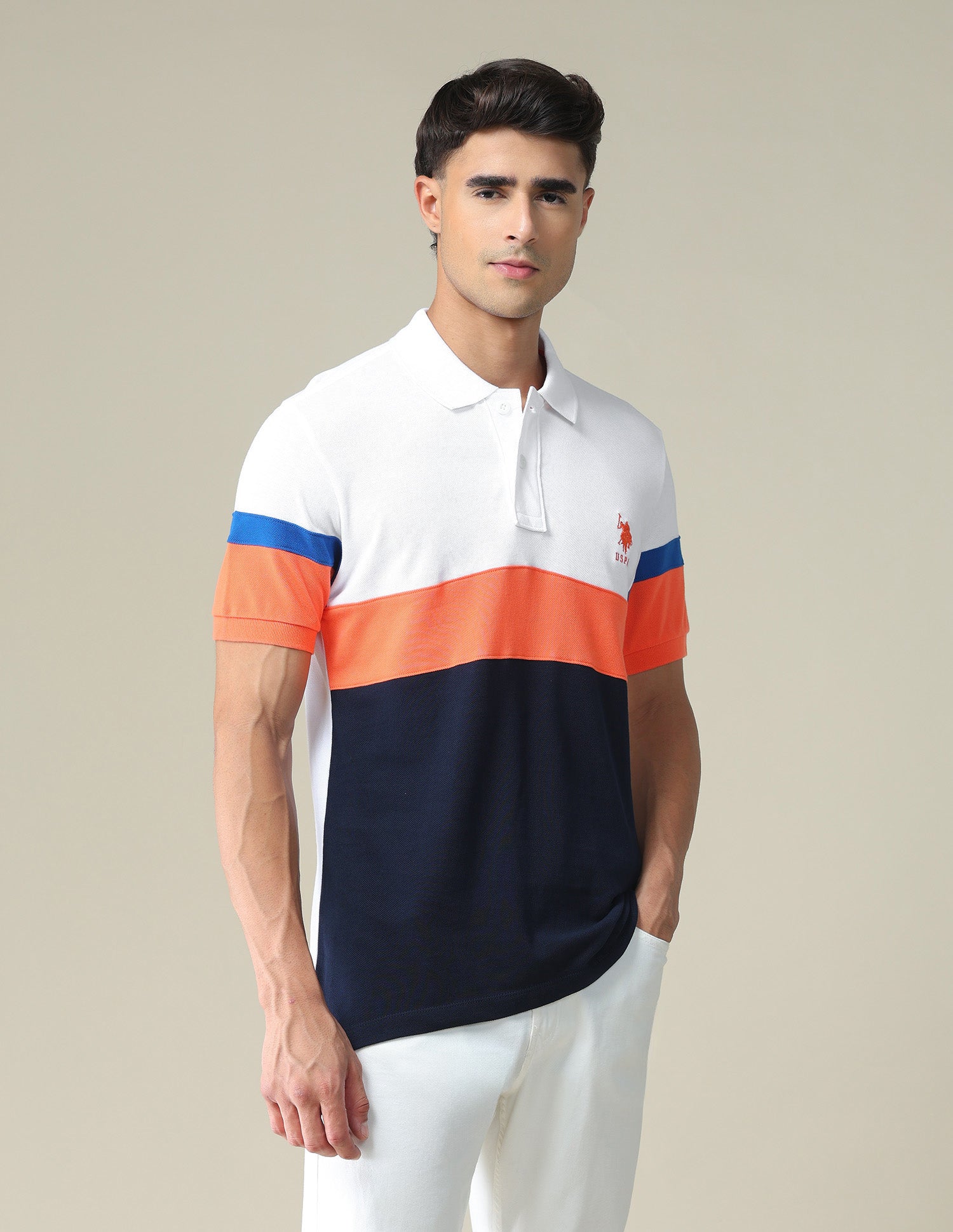 Colour Block Polo Shirt White - U.S. POLO ASSN. | Large