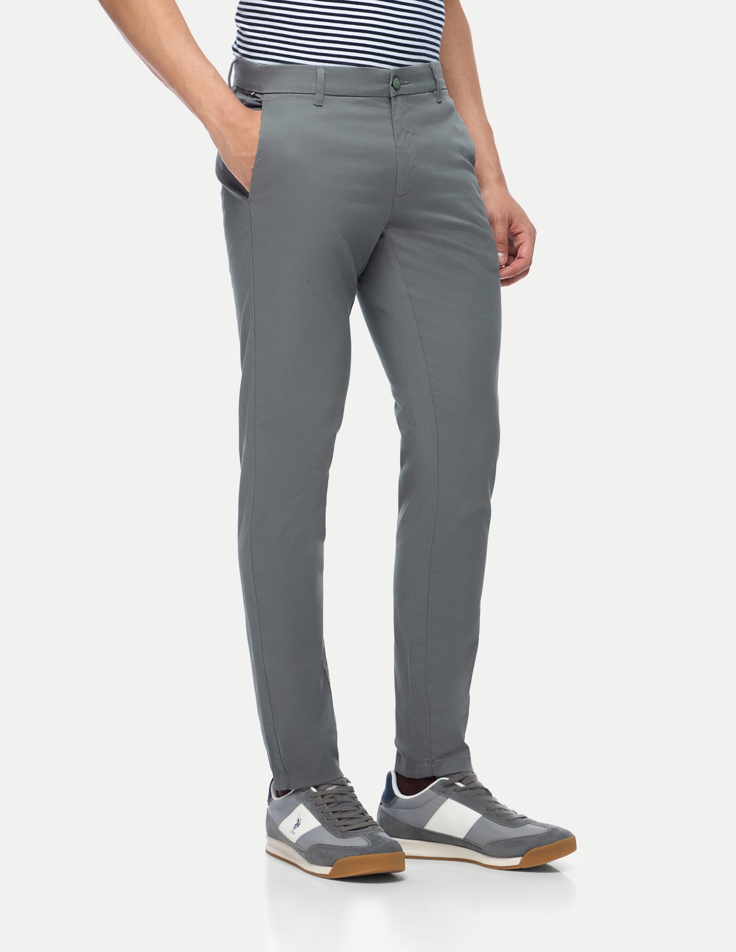 Austin Trim Regular Fit Twill Trousers Dark Grey - U.S. Polo Assn. India | Large