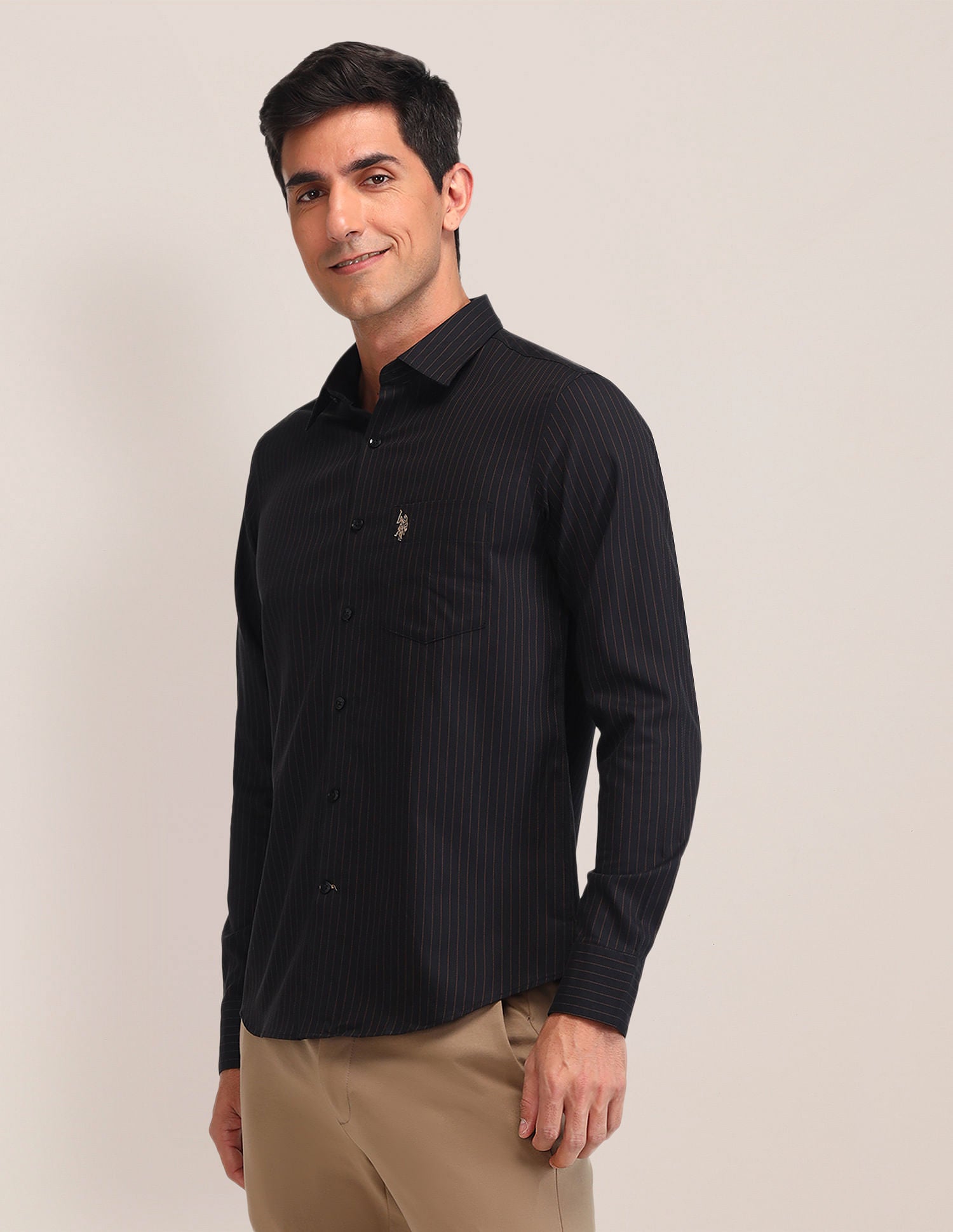 Tailored Fit Dobby Shirt Black - U.S. Polo Assn. India | Large