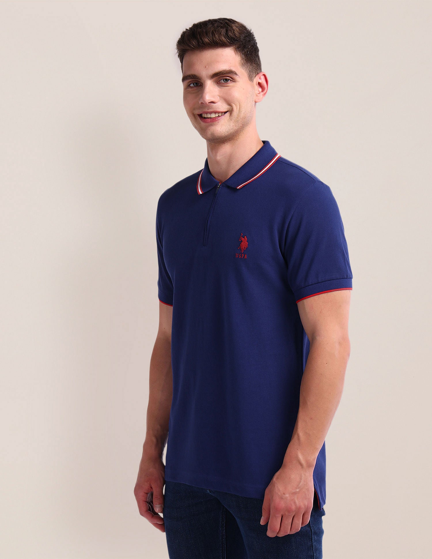 Pure Cotton Solid Polo Shirt Purple - U.S. Polo Assn. India | Large