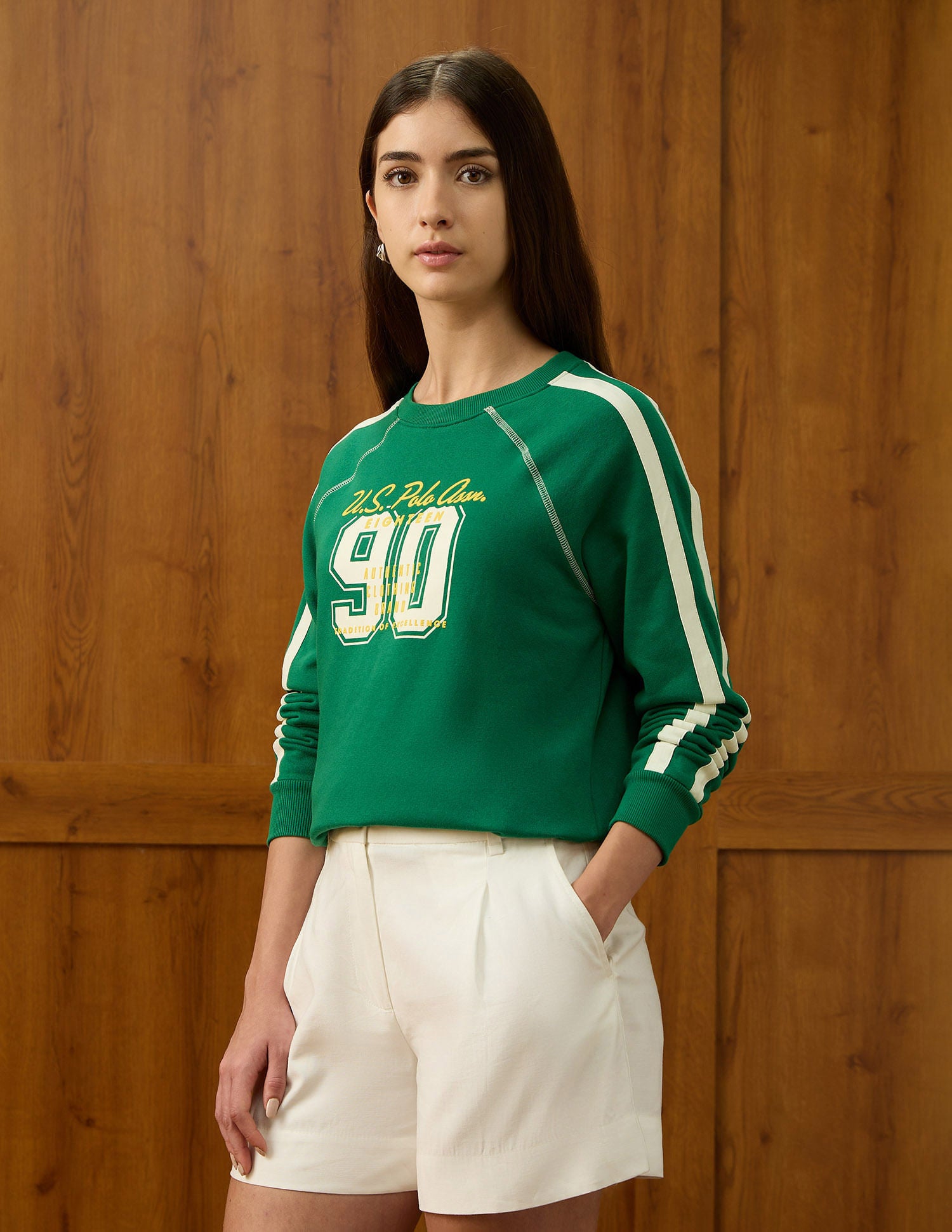 Brand Printed Regular Fit Sweatshirt Green - U.S. POLO ASSN. | Large