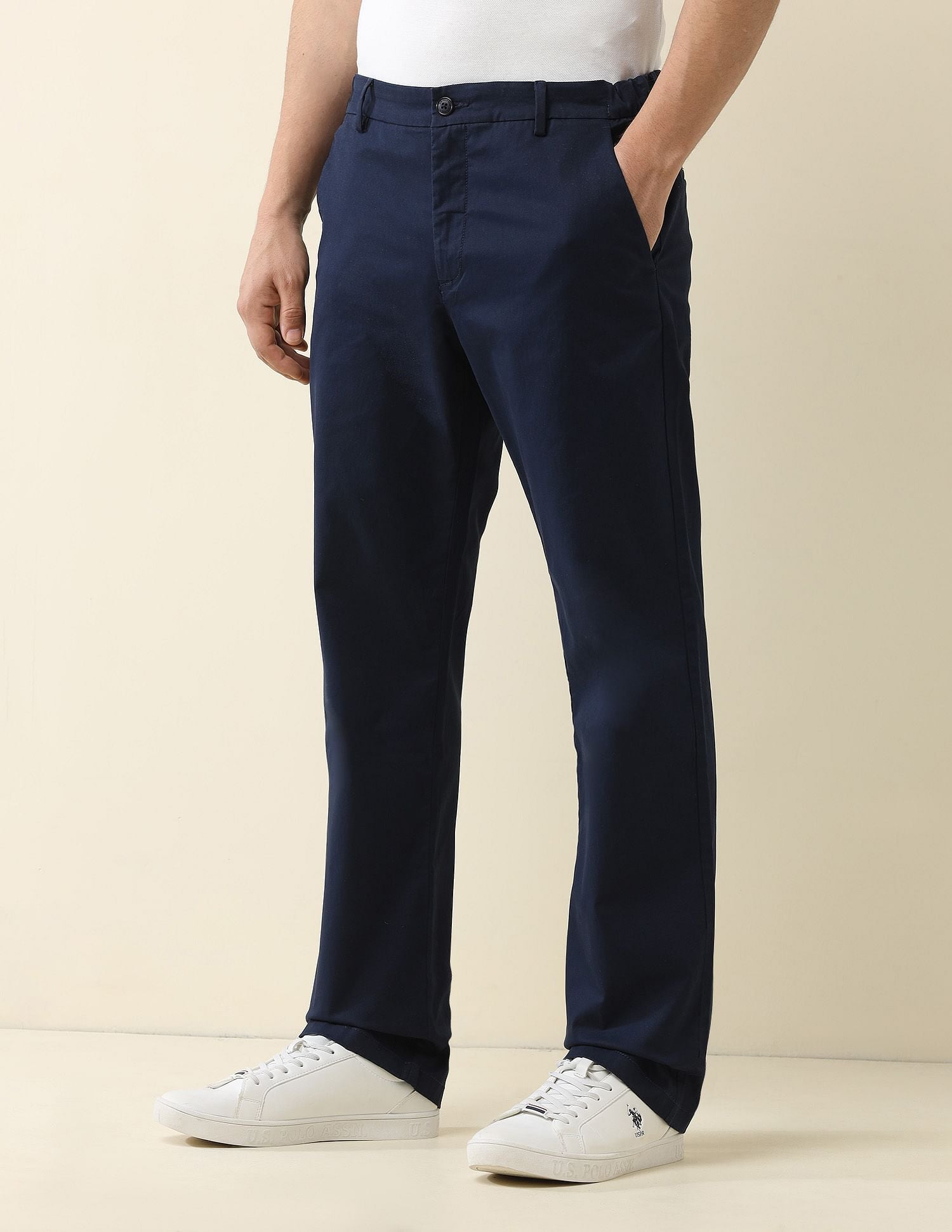 Straight Fit Solid Chinos Navy - U.S. Polo Assn. India | Large