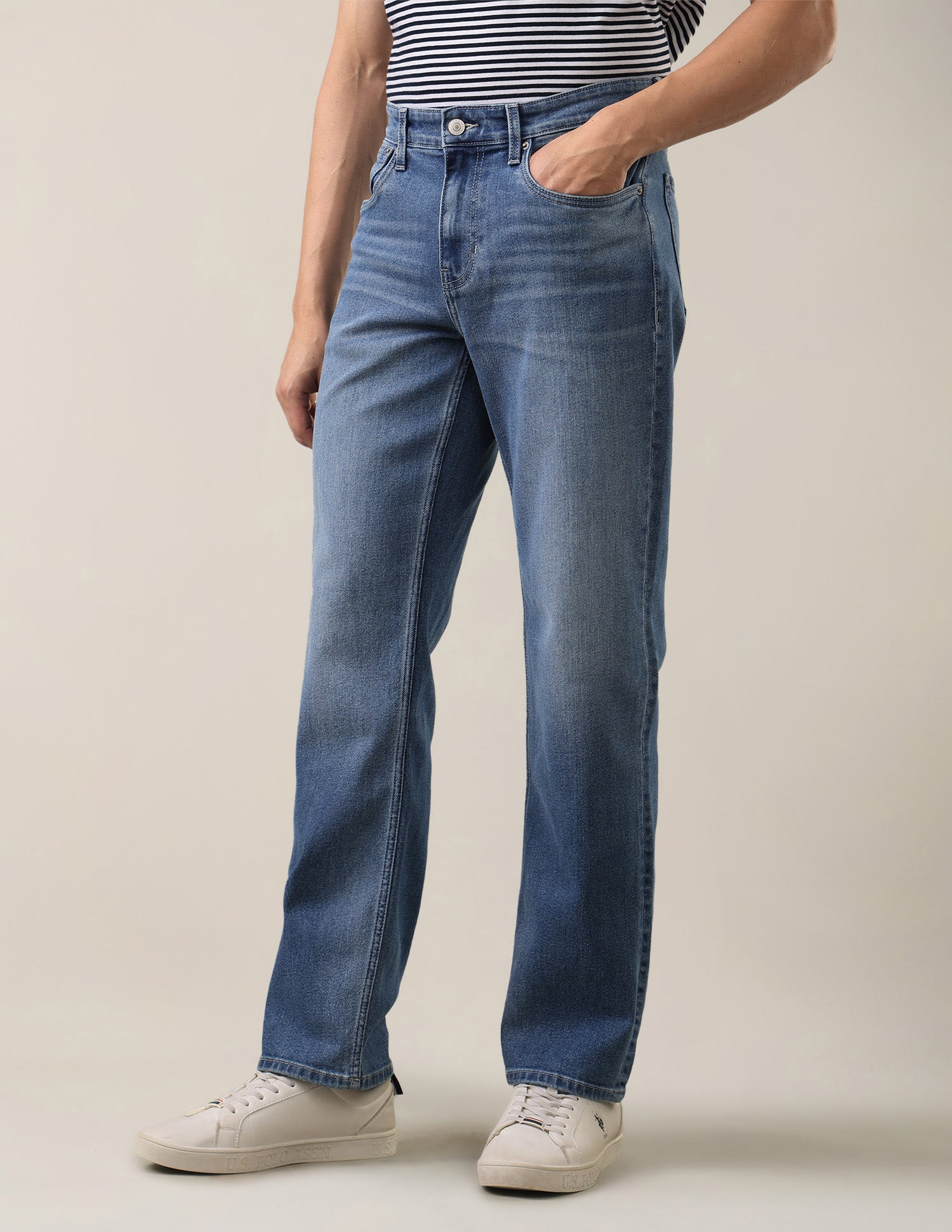 Shawn Relaxed Fit Blue Jeans Mid Blue - U.S. Polo Assn. India | Large