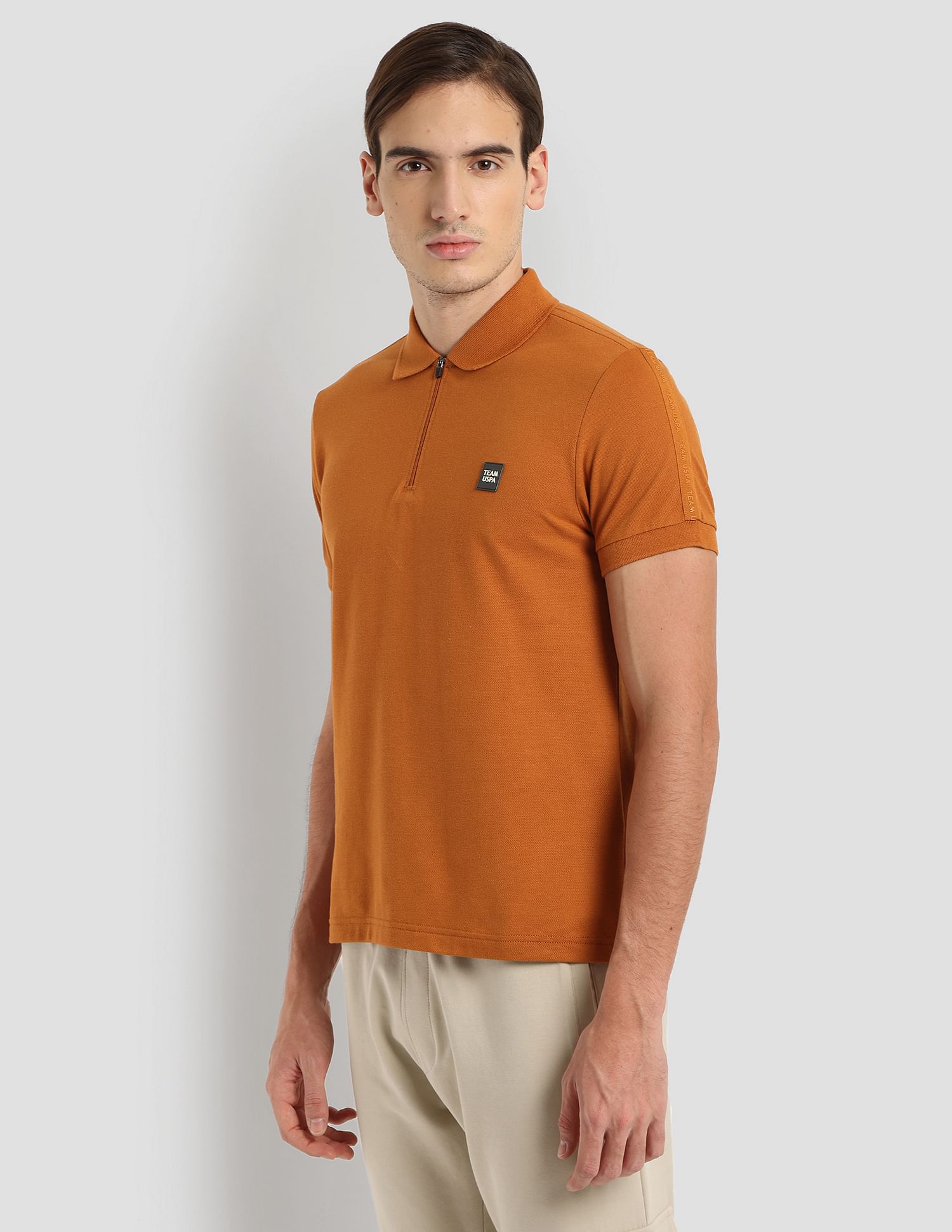 Silicone Brand Tape Athleisure Polo Shirt Ochre - U.S. POLO ASSN. | Large