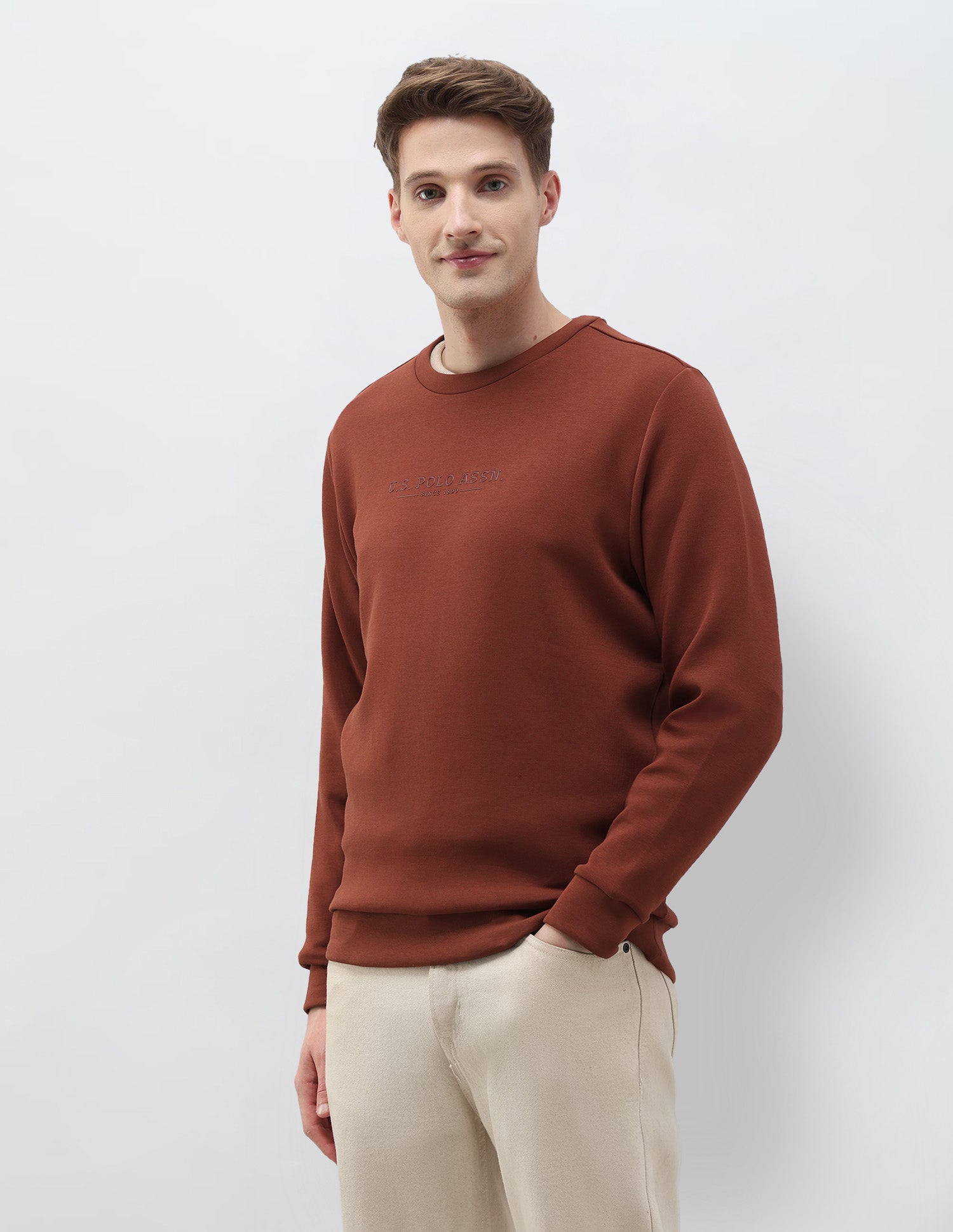 Solid Regular Fit Sweatshirt Rust - U.S. POLO ASSN. | Large