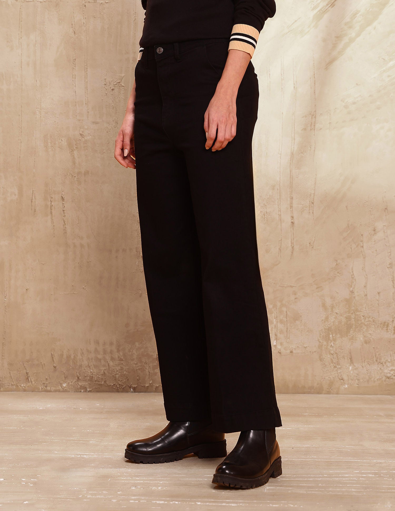 High Rise Wide Leg Fit Jeans Black - U.S. POLO ASSN. | Large