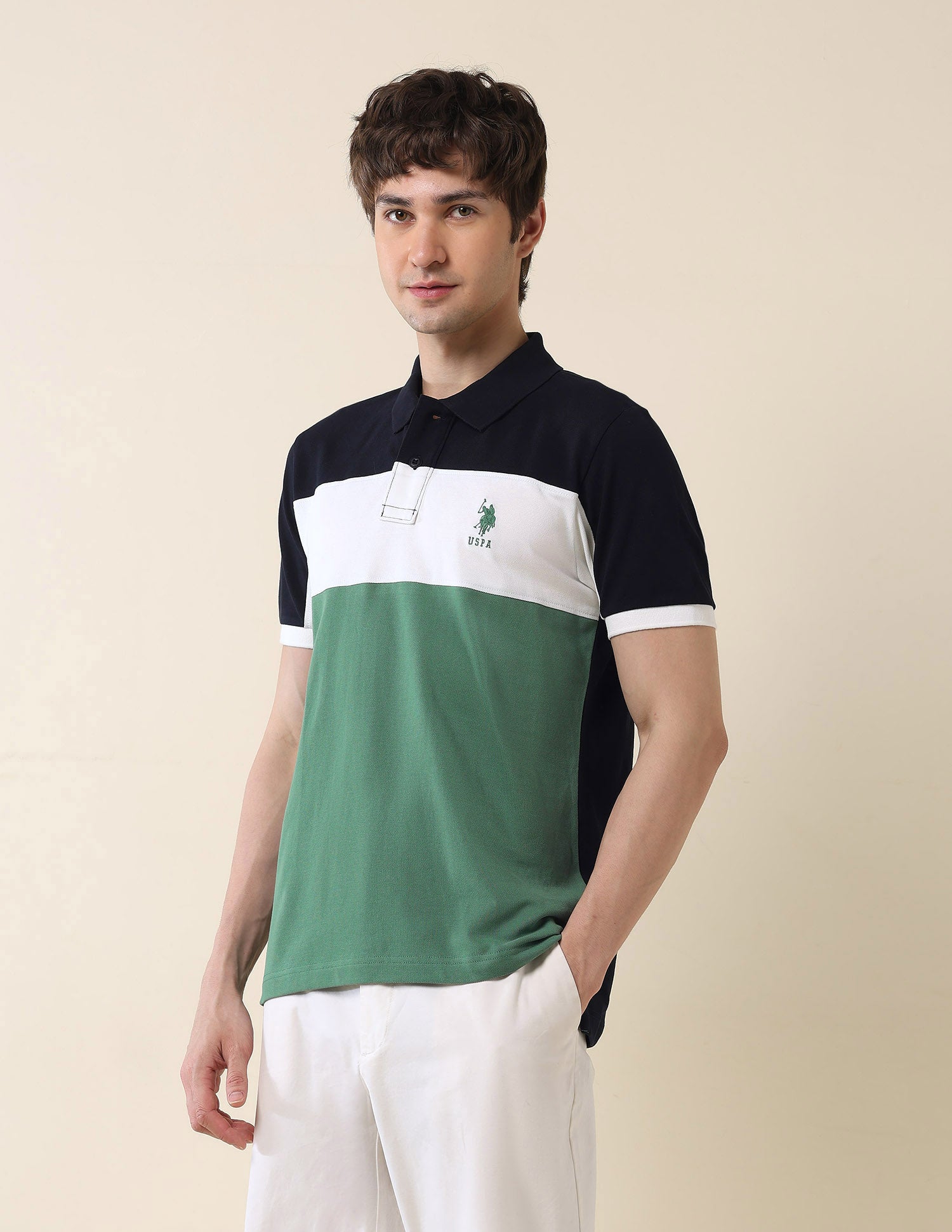 Colourblocked Classic Polo Shirt Green - U.S. Polo Assn. India | Large