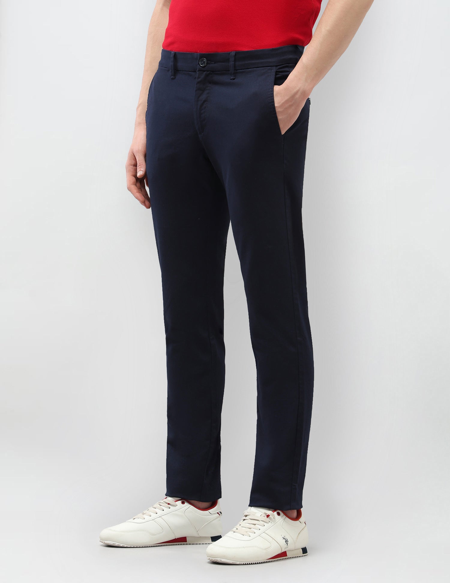 Solid Denver Slim Fit Trousers Navy - U.S. Polo Assn. India | Large