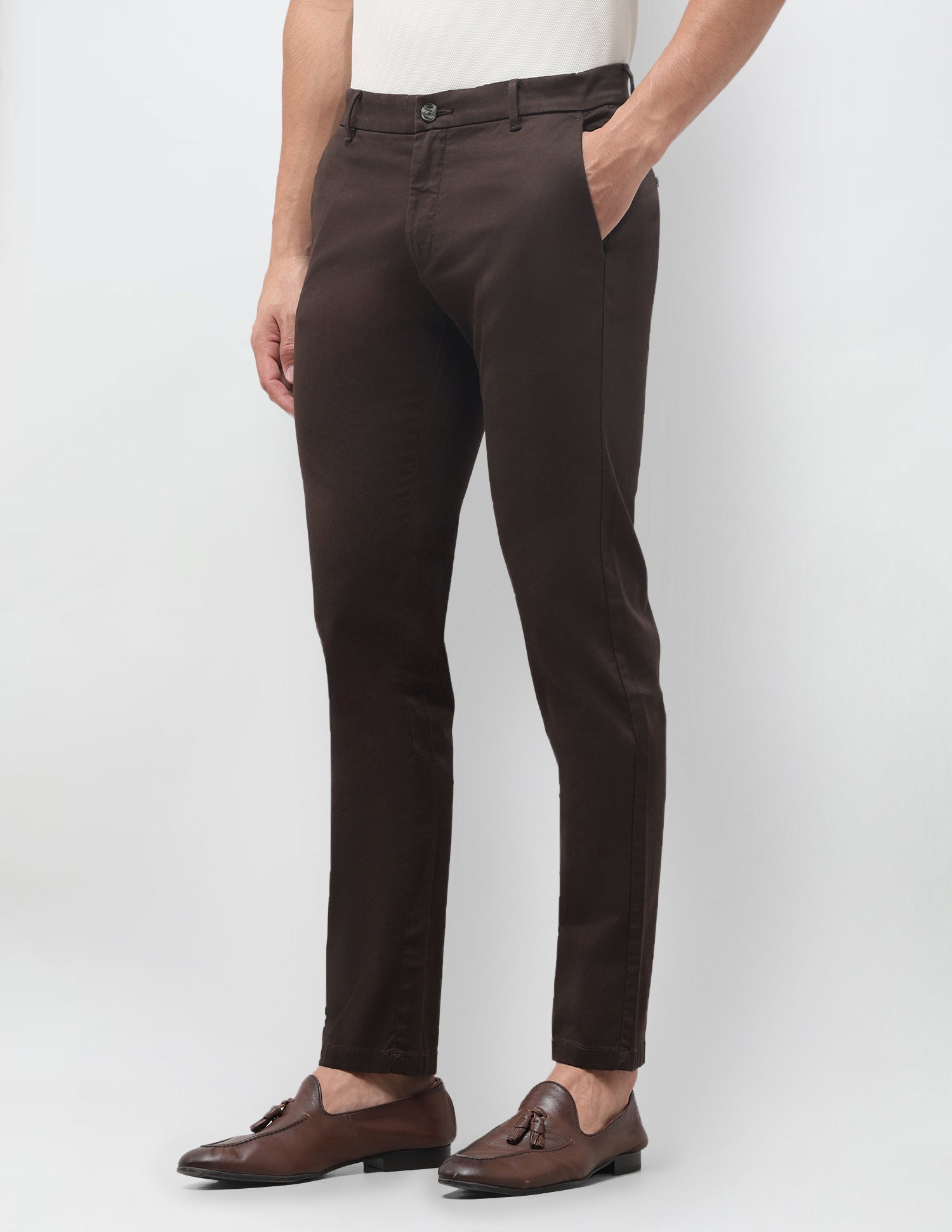 Denver Slim Fit Mid Rise Trousers Choco - U.S. Polo Assn. India | Large