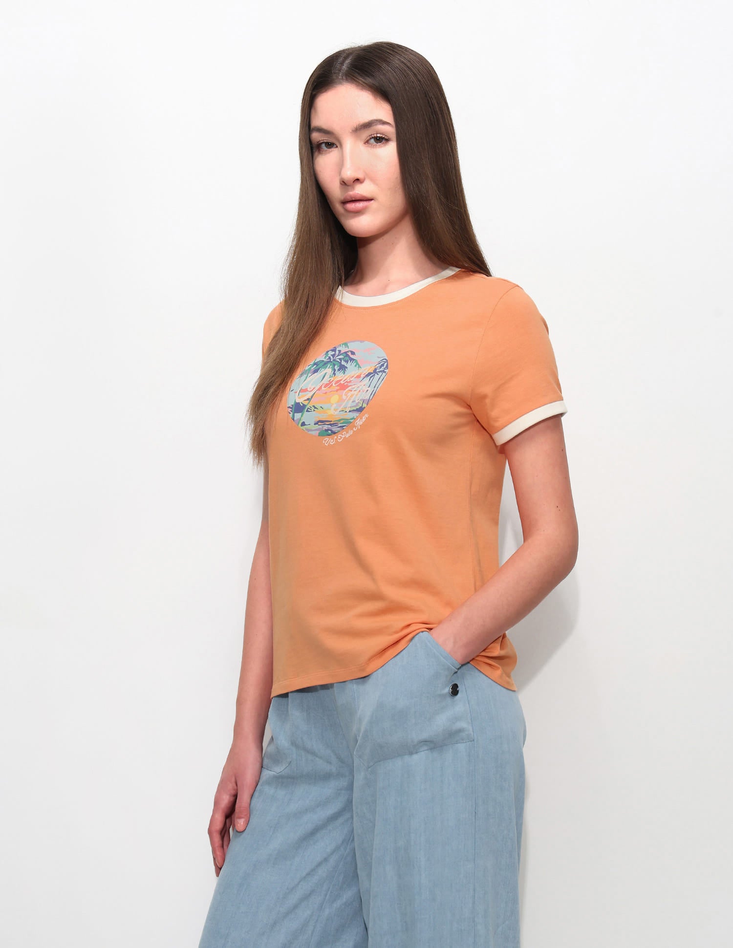 Regular Fit Graphic Printed T-Shirt Orange - U.S. Polo Assn. India | Large