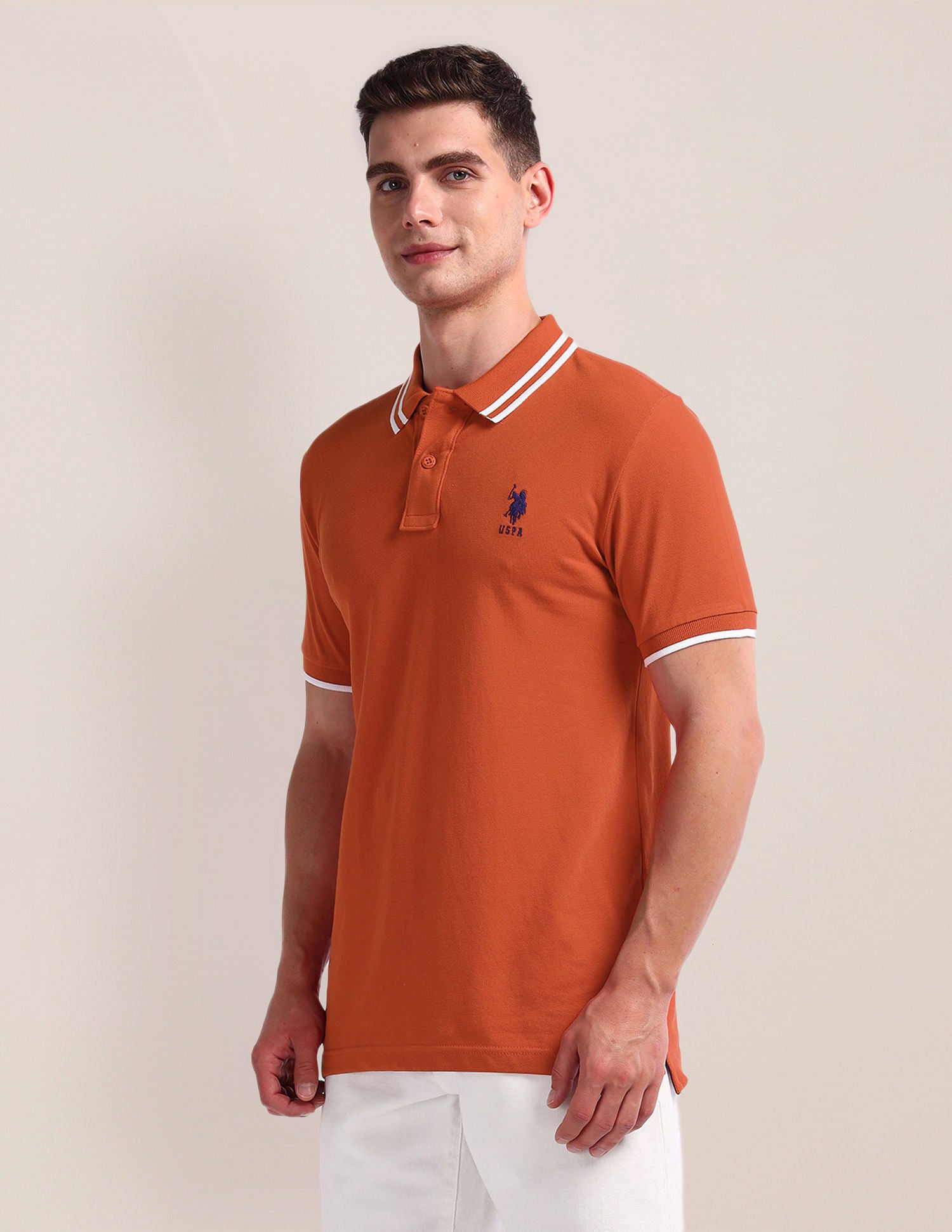 Solid Slim Fit Polo Shirt Rust - U.S. Polo Assn. India | Large