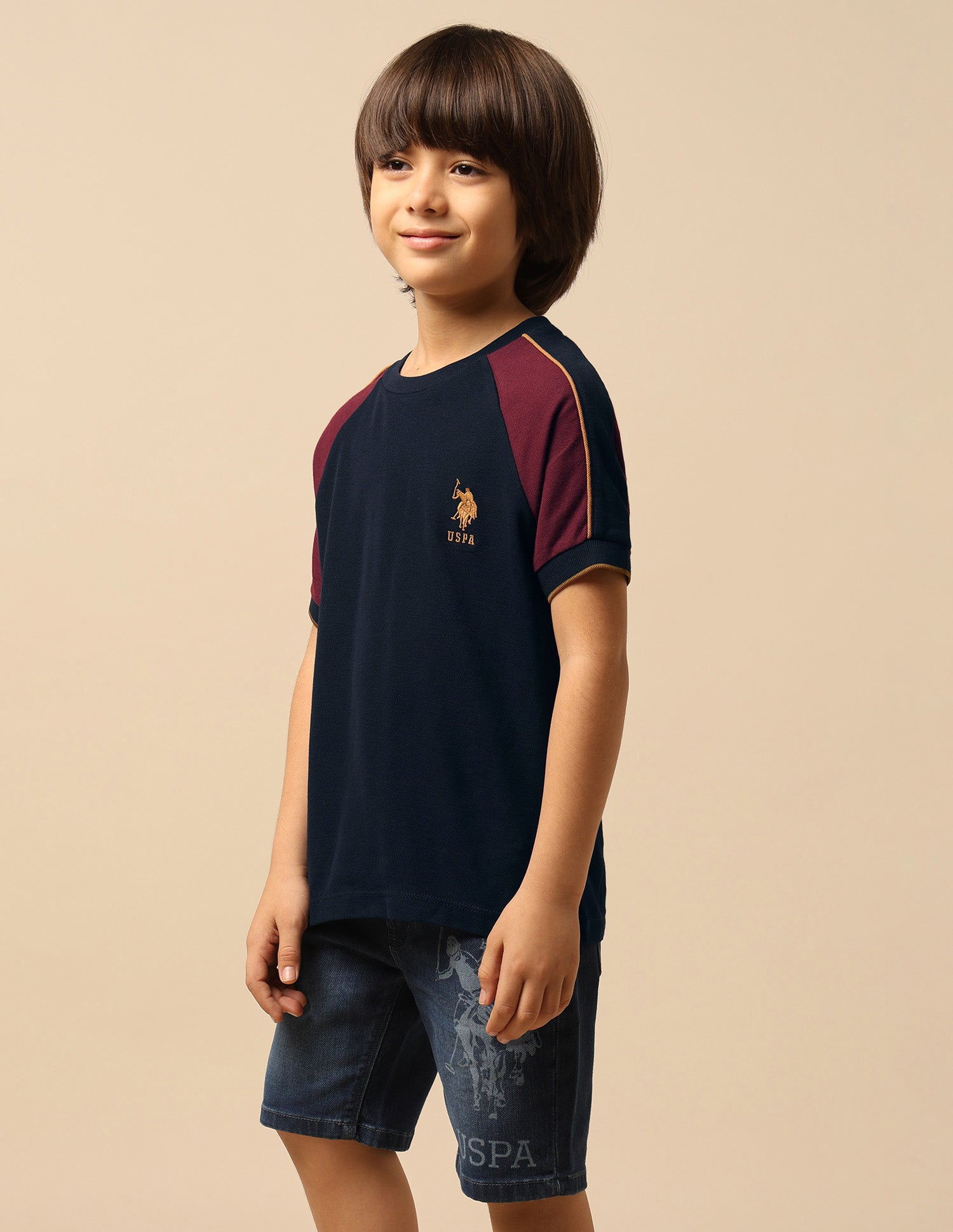 Boys Colour Blocked Regular Fit T-Shirt Navy - U.S. POLO ASSN. | Large